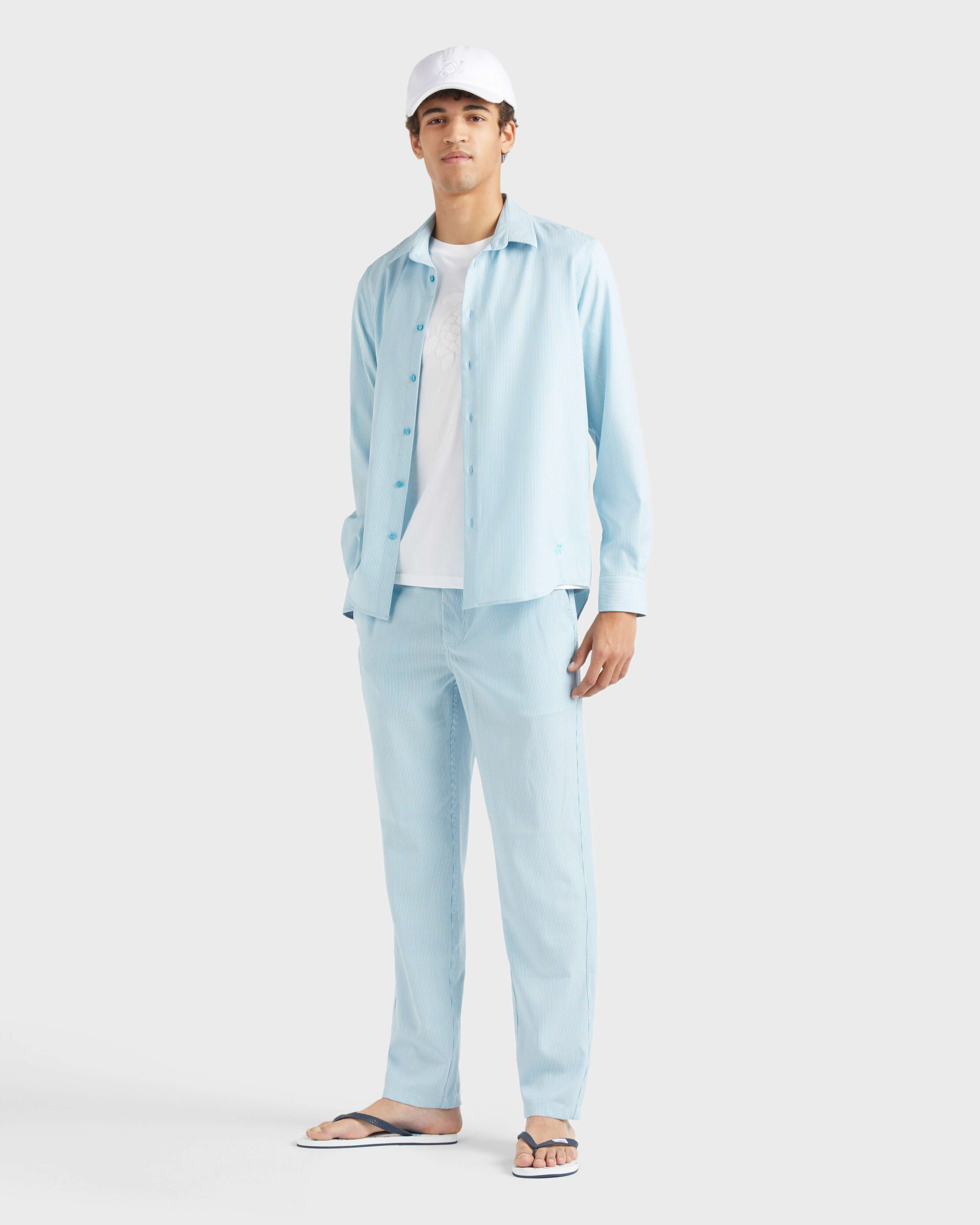 Men Wool Shirt Micro Rayures Tailoring BLUE TOPAZ supp2 view