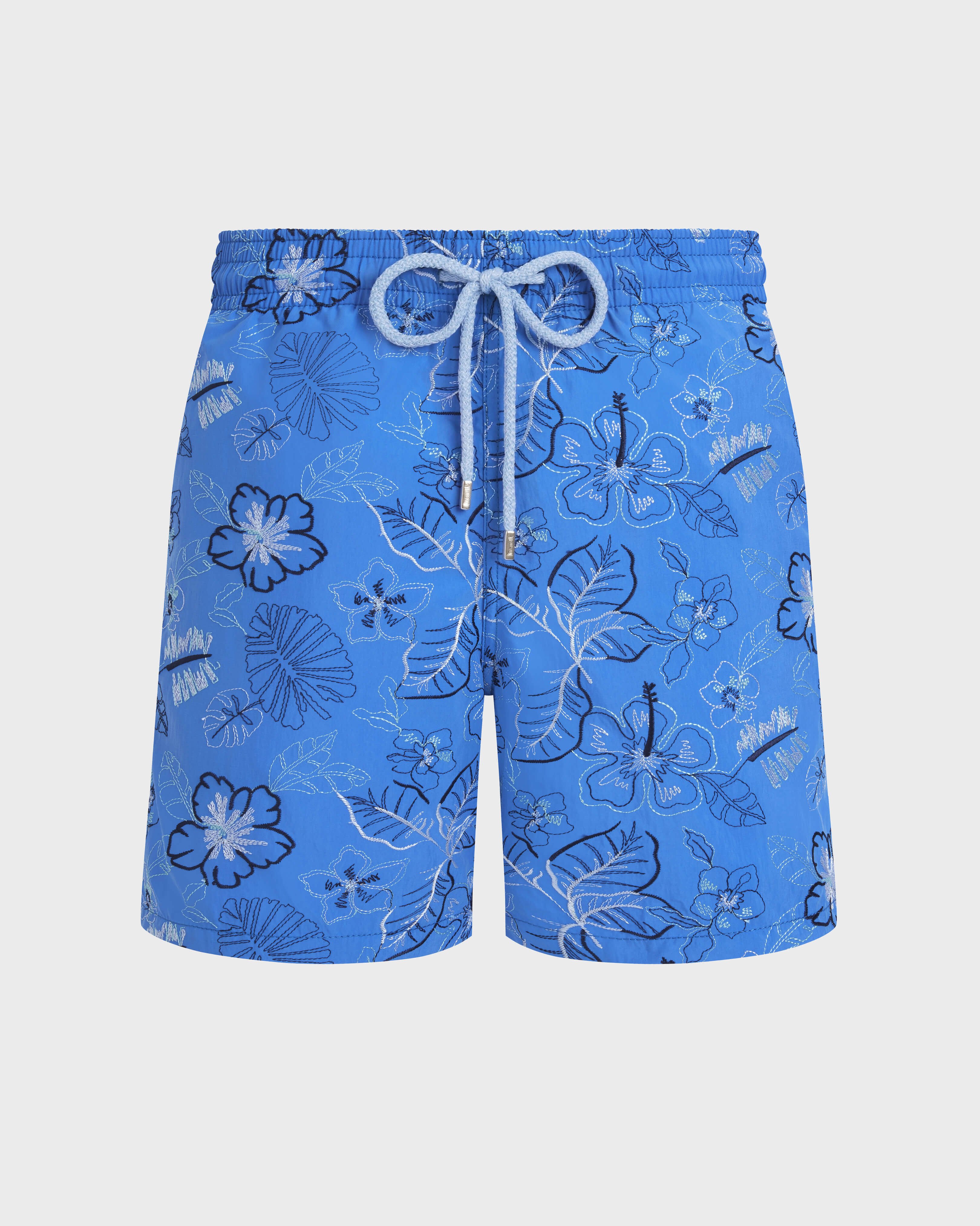 Pantaloncini mare uomo ricamati Island Flowers - Edizione limitata EARTHENWARE front view