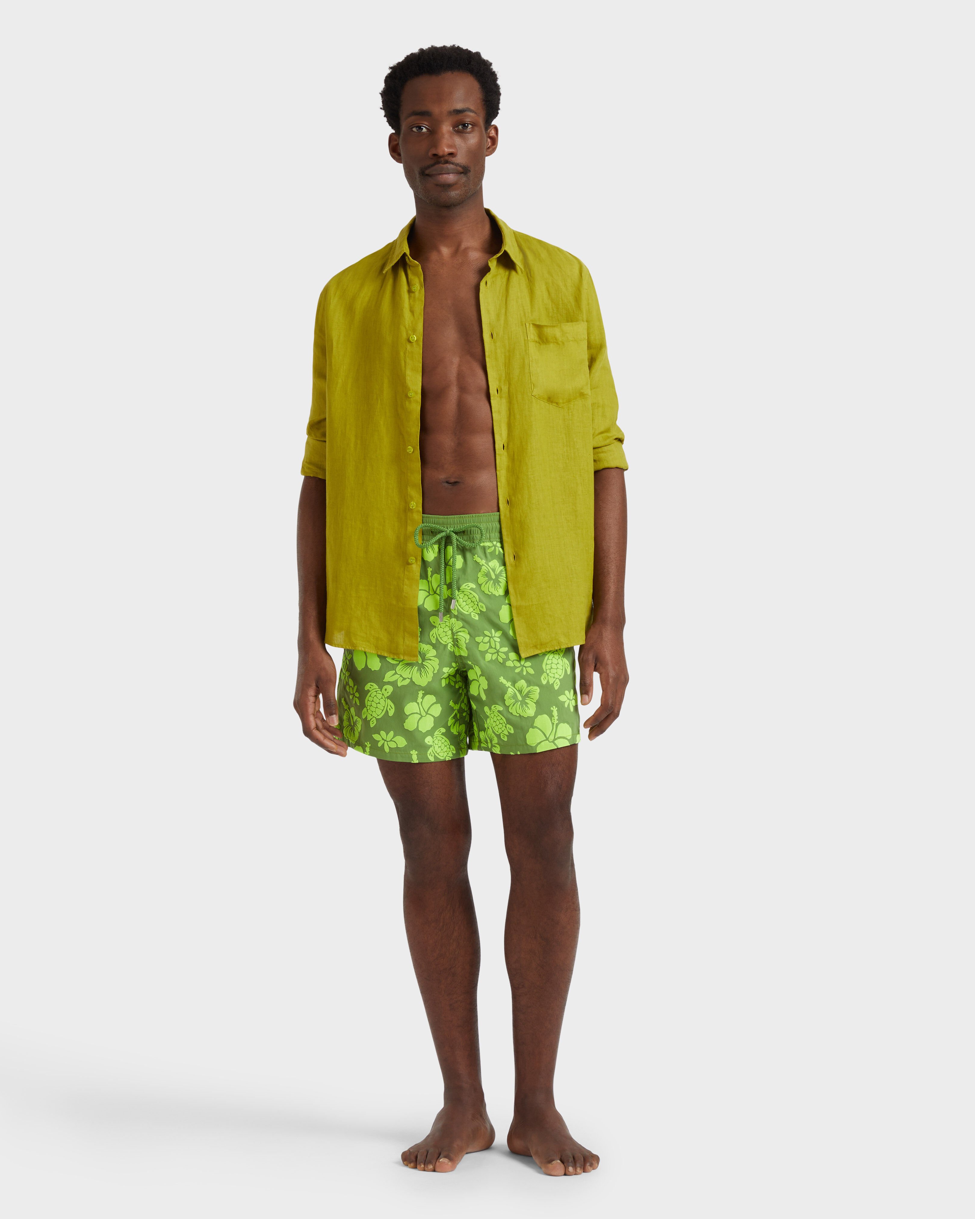 Men Swim Shorts Flocked Tropical Turtles CAMOUPLAGE supp1 view