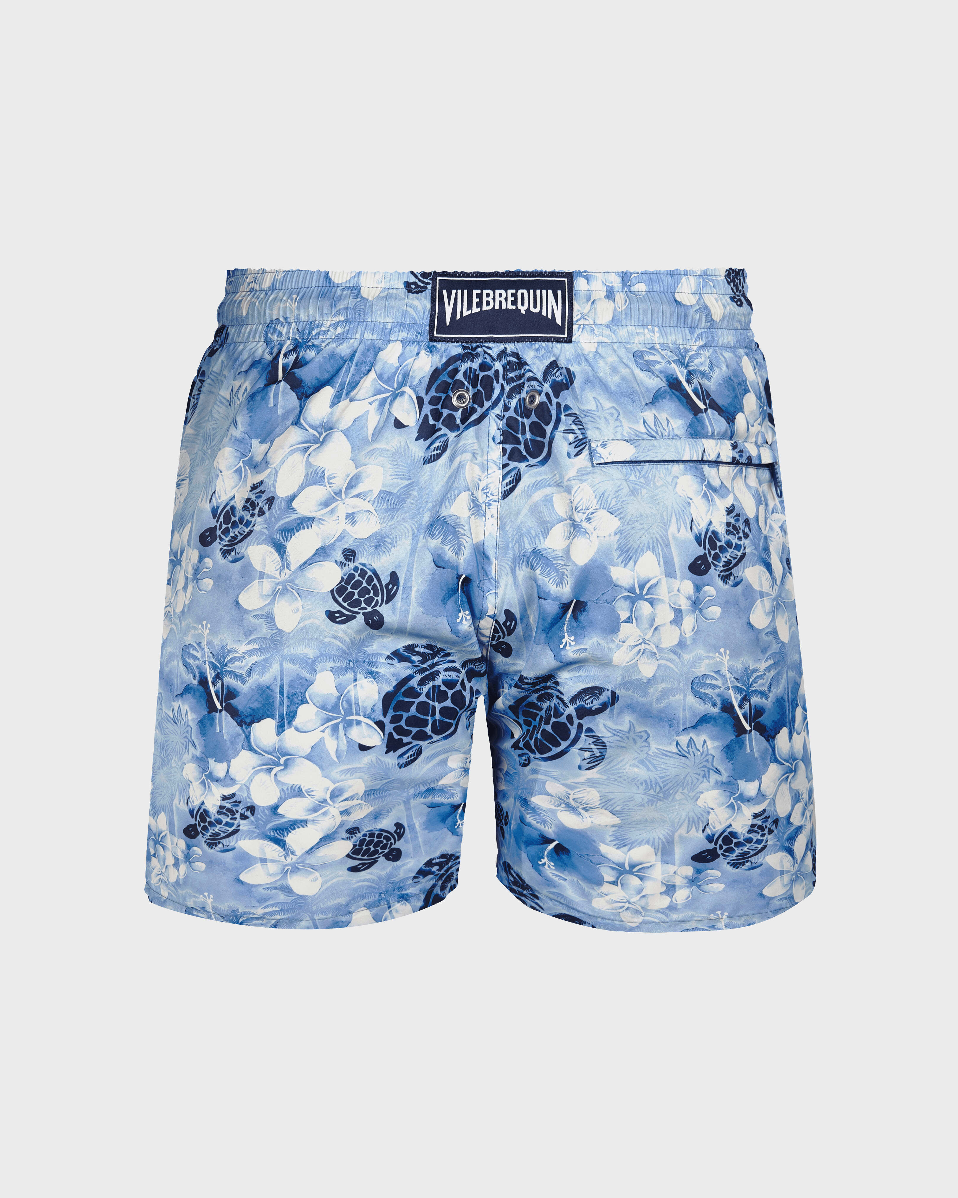 Bañador ultraligero y plegable con estampado Jungle Turtles para hombre BATIK AZUL back view