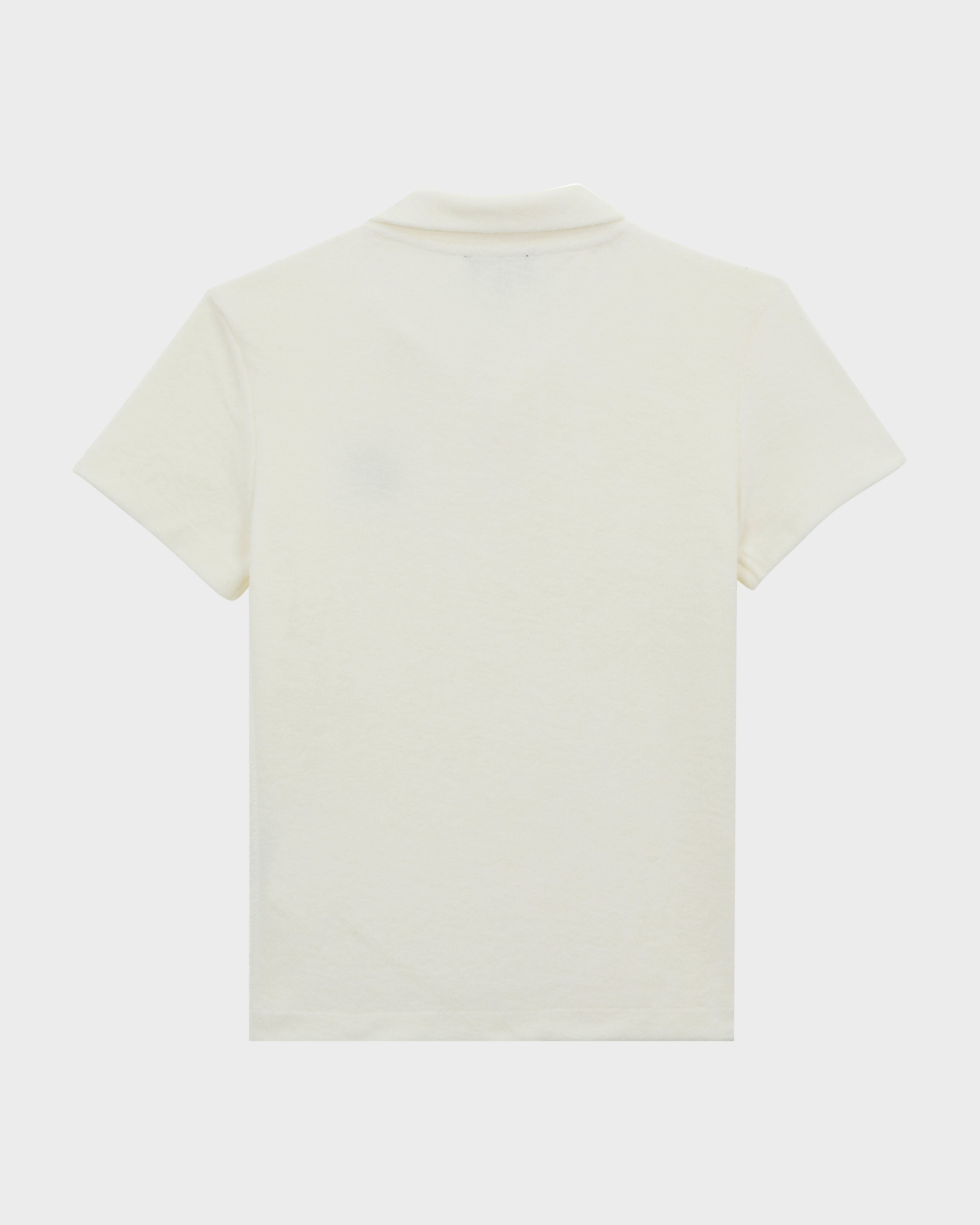 Boys Terry Polo Embroidered Turtle WHITE back view