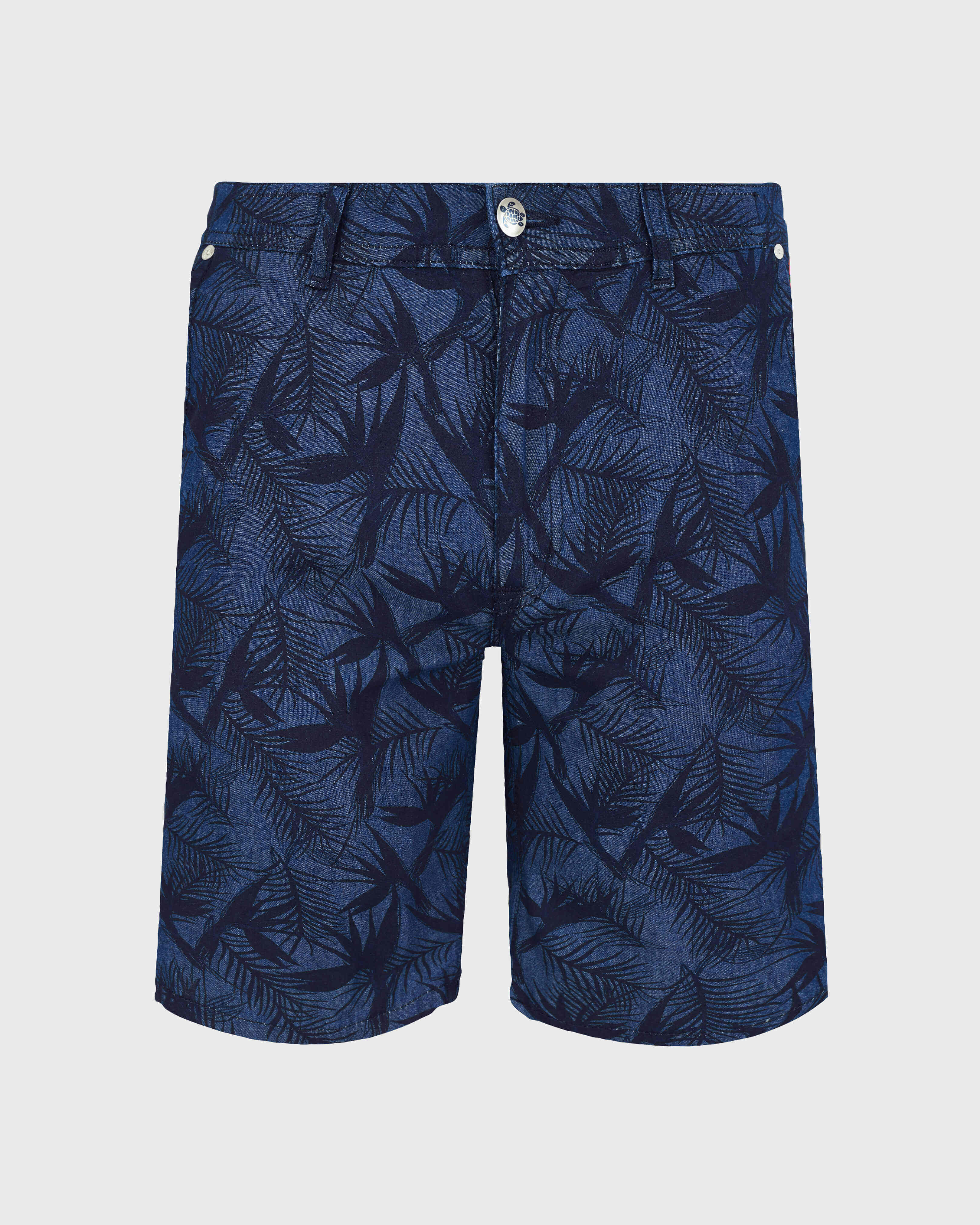 Men Bermuda Shorts Chambray Madrague Printed DARK DENIM W1 front view