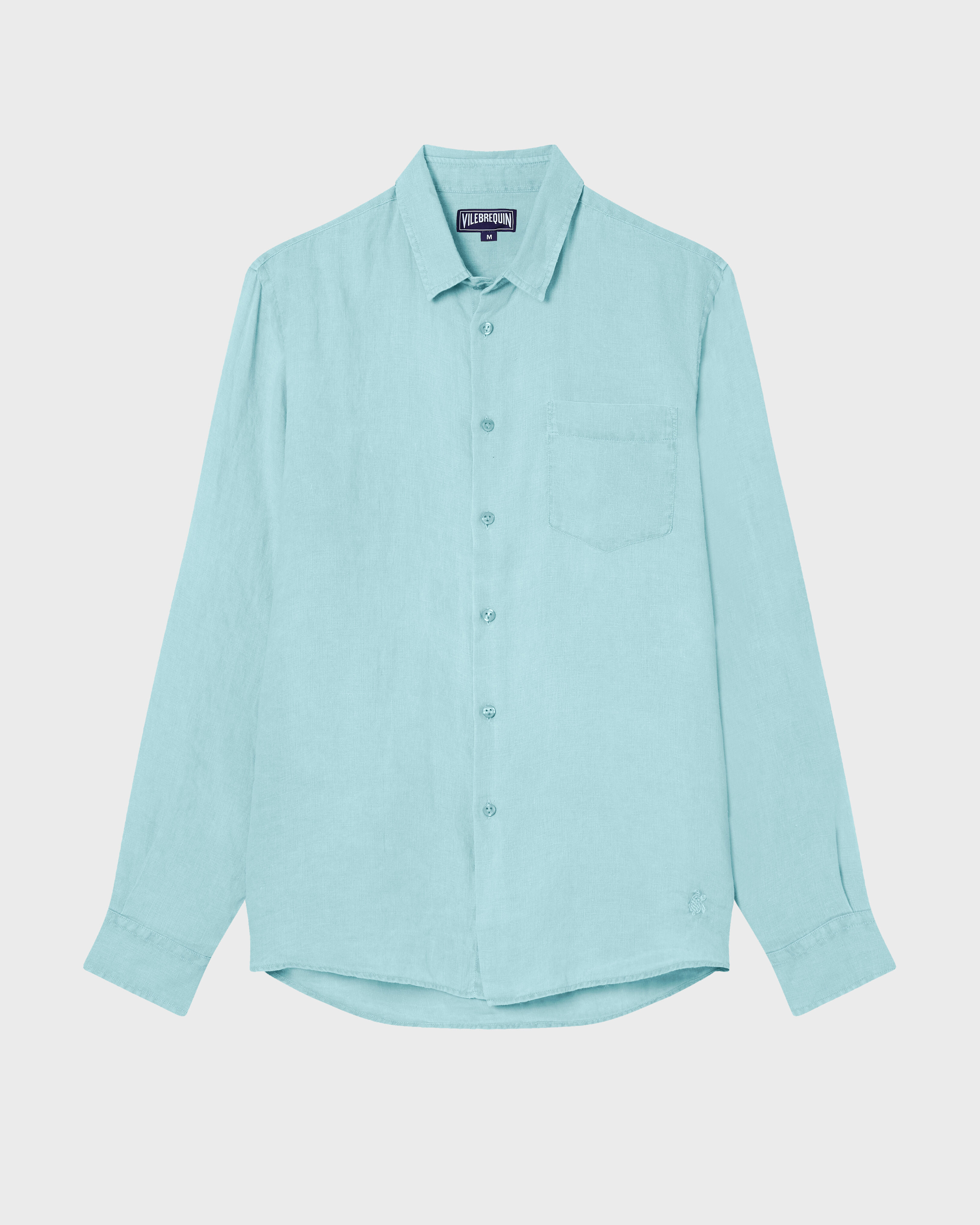 Camisa de lino lisa para hombre OXYGENE front view