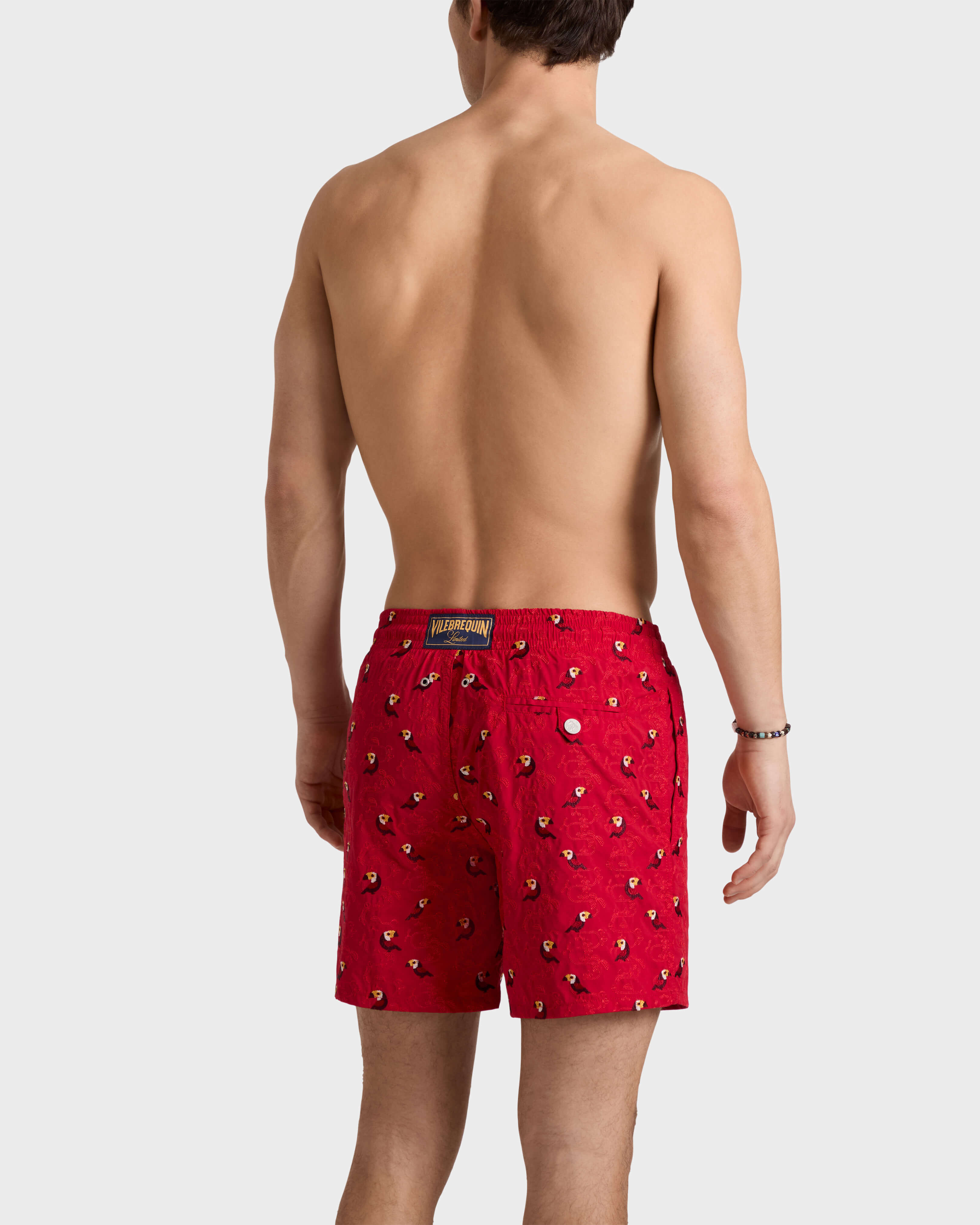 Pantaloncini mare uomo ricamati Toucana - Edizione limitata LIPSTICK backworn view