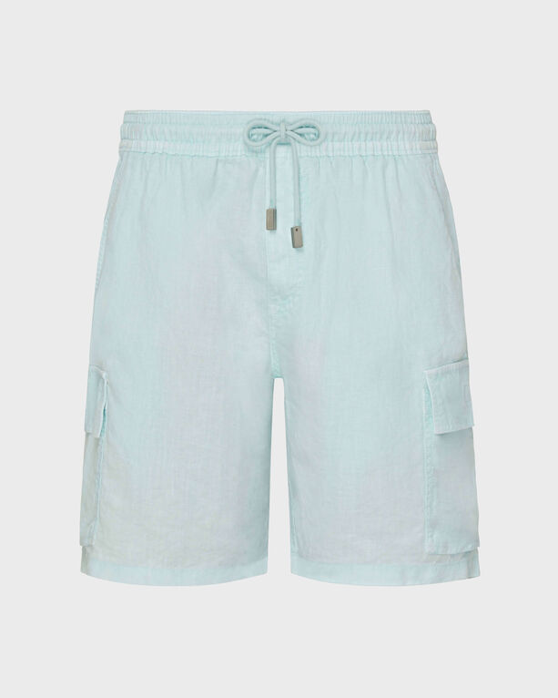 Vilebrequin - Men Linen Cargo Bermuda Shorts Natural Dye - Bermuda - Baie - Blue - Size XXXL