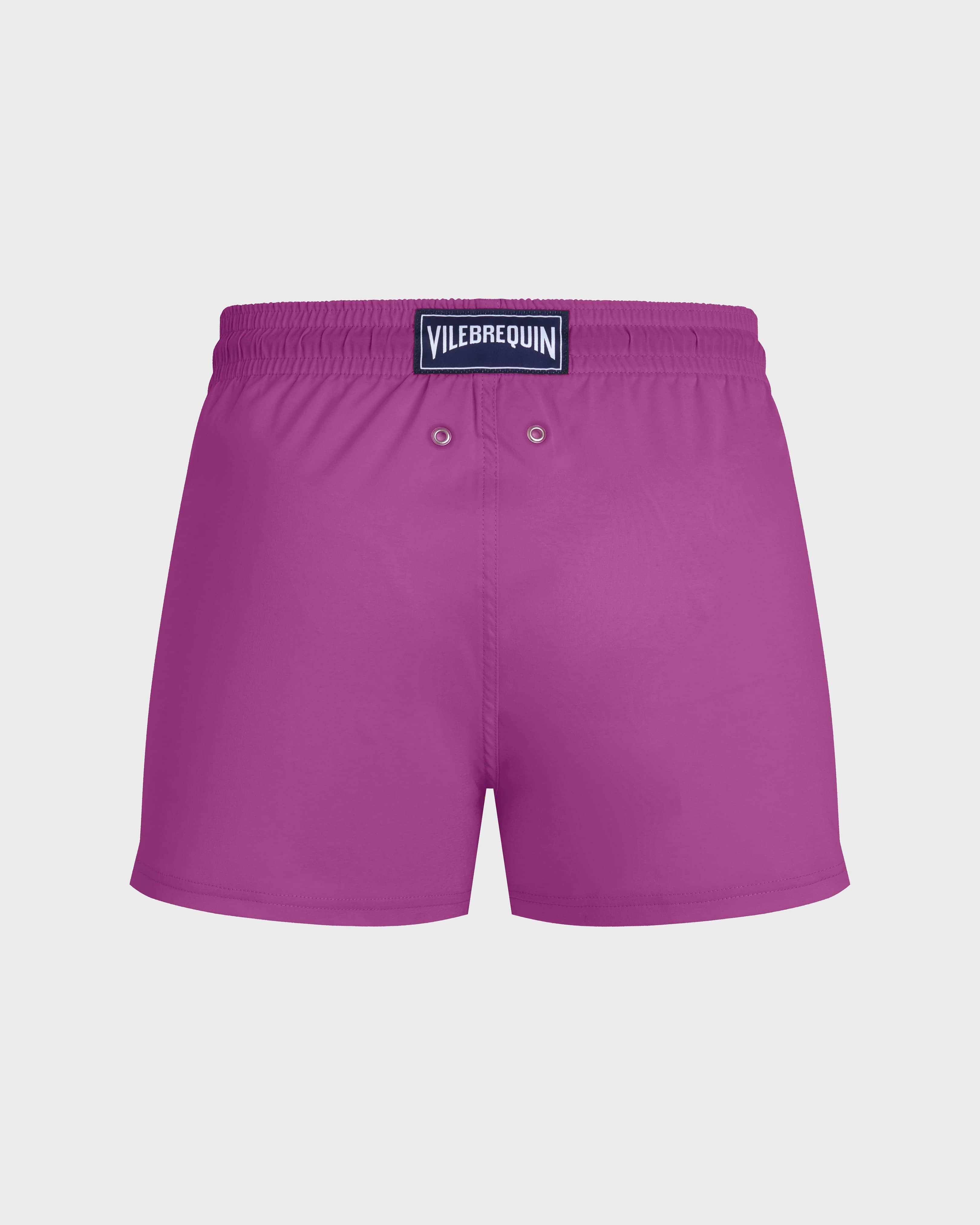 Men Swimwear Short and Fitted Stretch Solid PINK DAHLIA back view