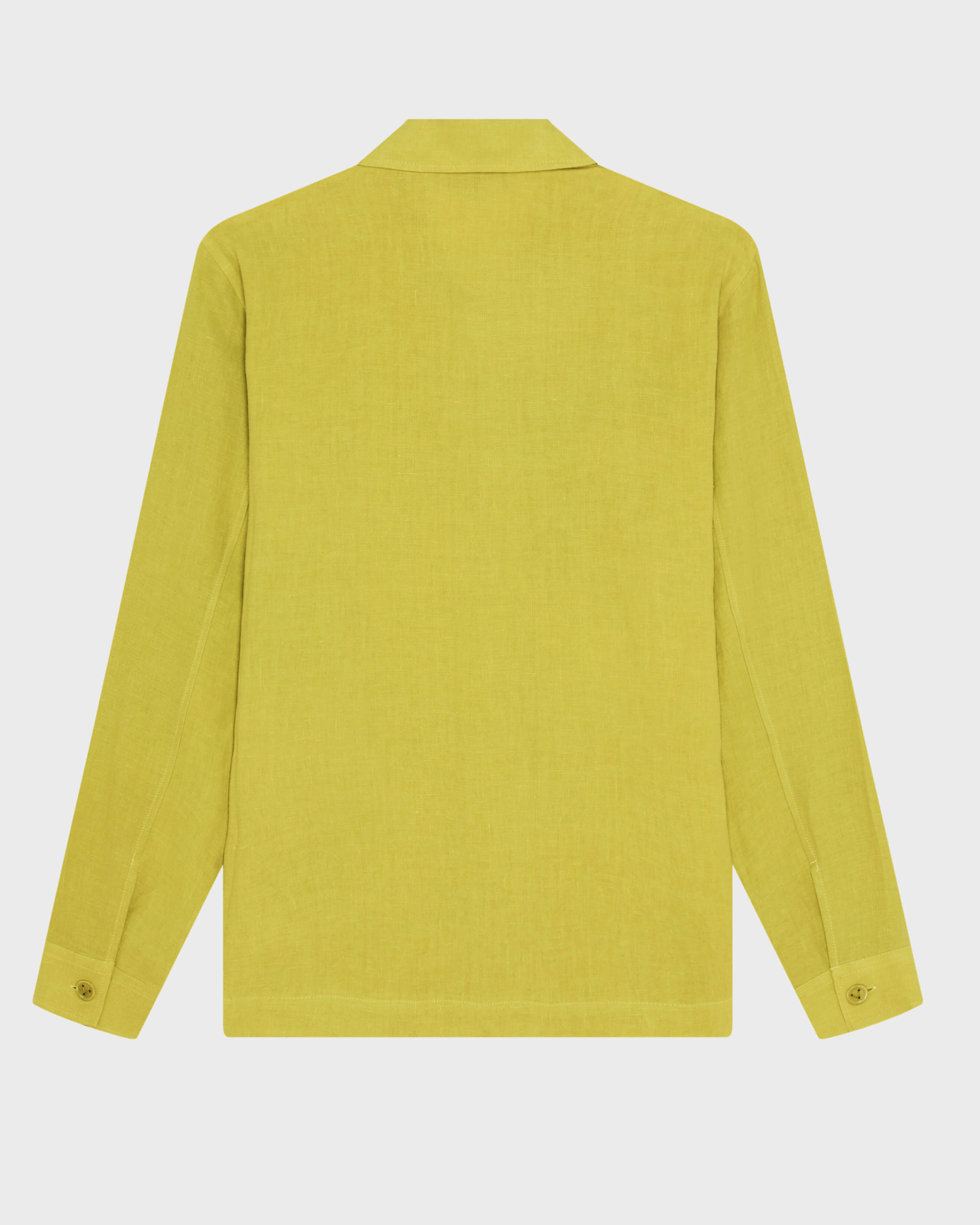 Overshirt uomo in lino tinta unita VERDE PALLIDO back view