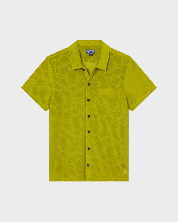 Vilebrequin - Men Terry Bowling Shirt Turtles Net Jacquard - Shirt - Charli - Green - Size S