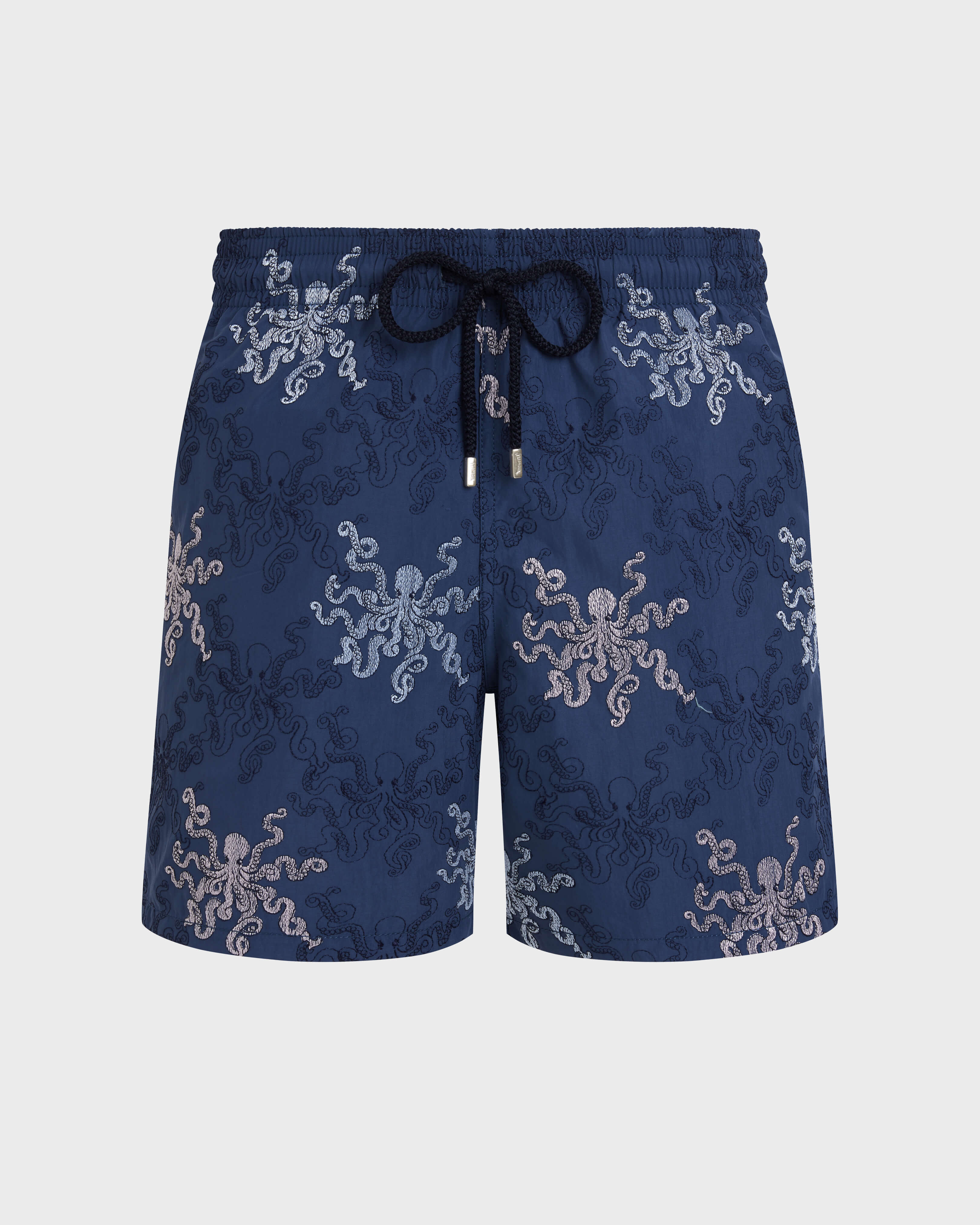 Men Embroidered Swim Trunks Octopus in Stripes - Limited Edition EVENING front view