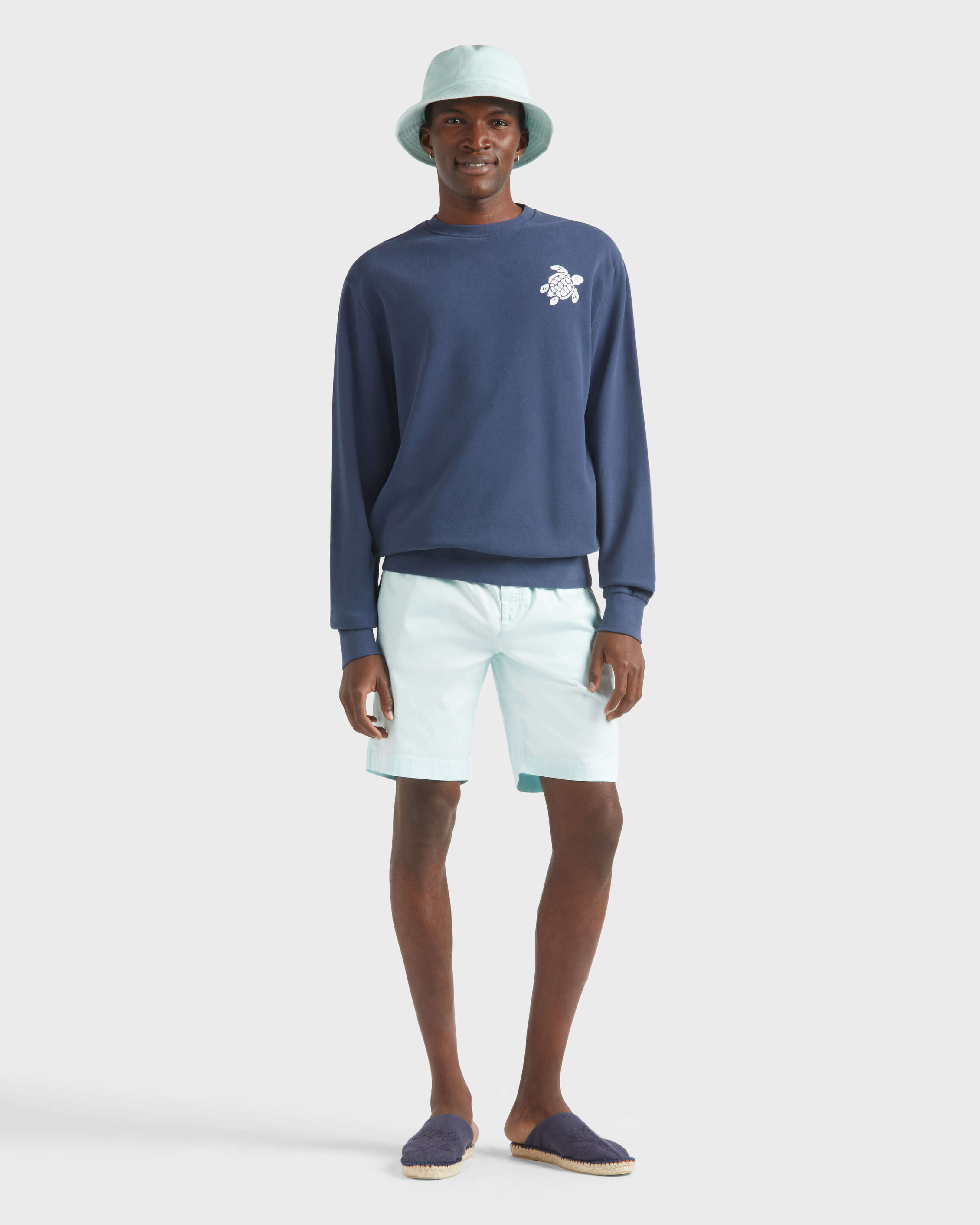 Men Crewneck Organic Cotton Sweatshirt Turtle NAVY supp1 view
