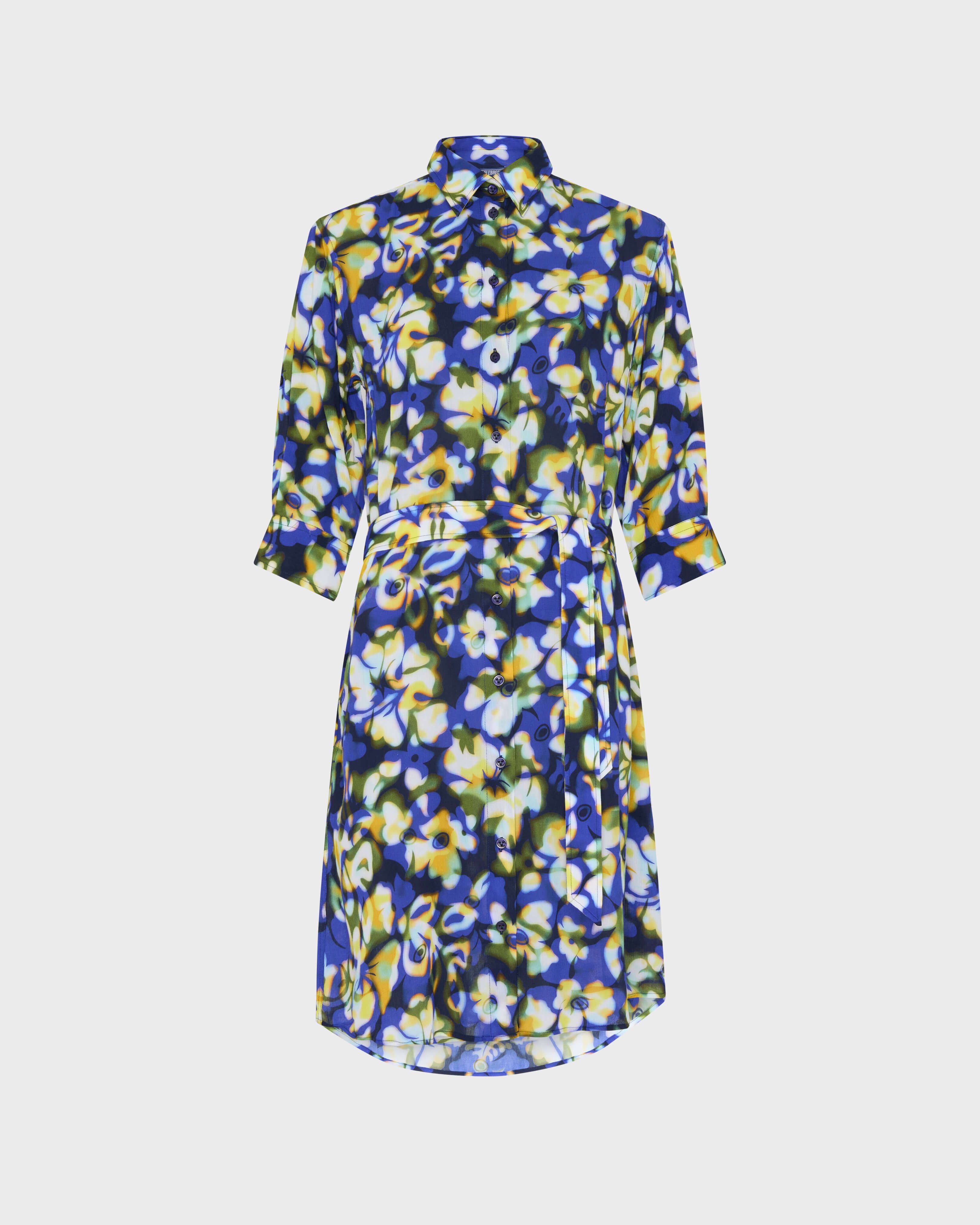 Women Viscose Long Shirt Dress Frangipanier Trouble NAVY front view