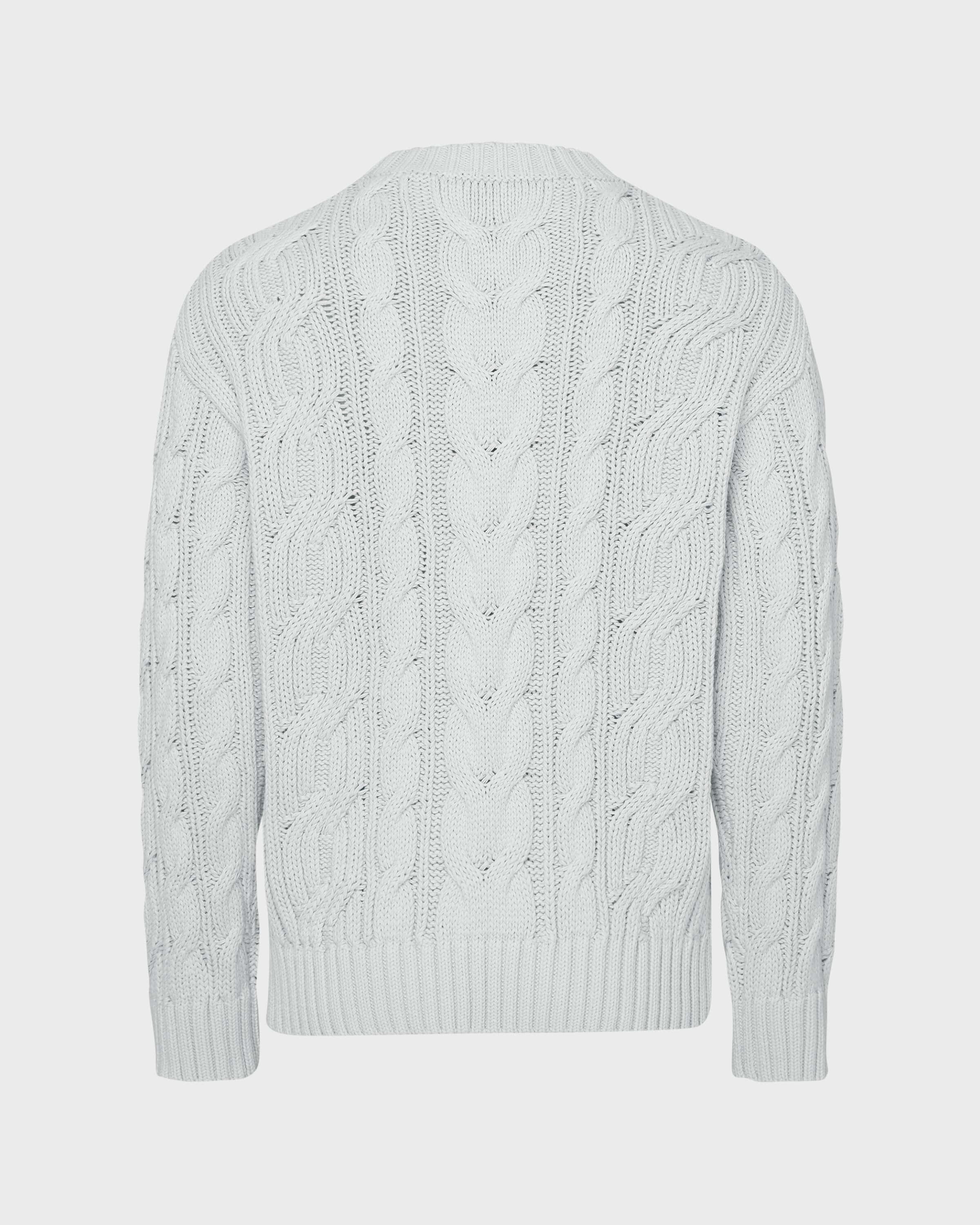 Herren Zopfmuster-Baumwollpullover WEISS back view