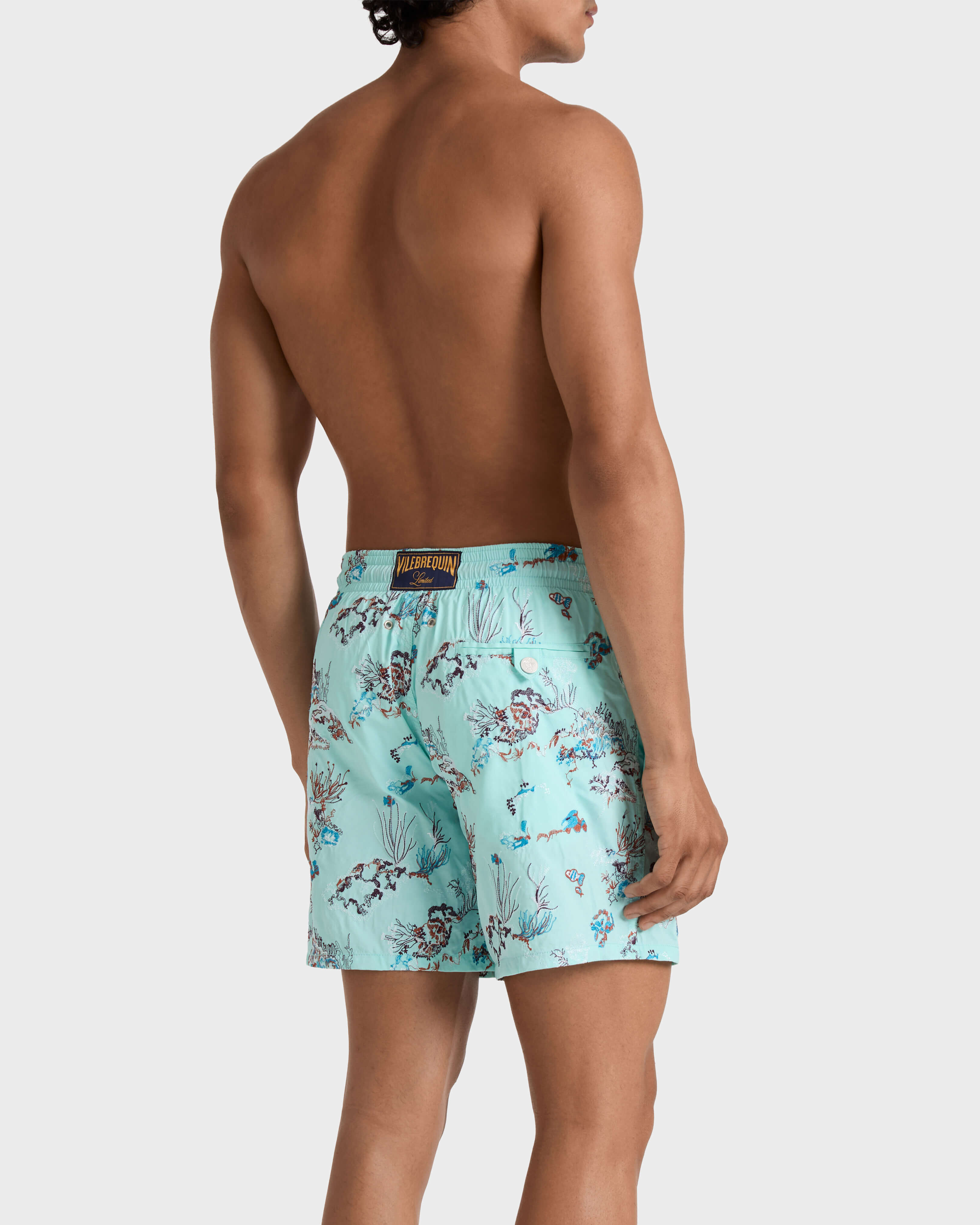 Pantaloncini mare uomo ricamati Coral Reef- Edizione limitata OXYGENE backworn view