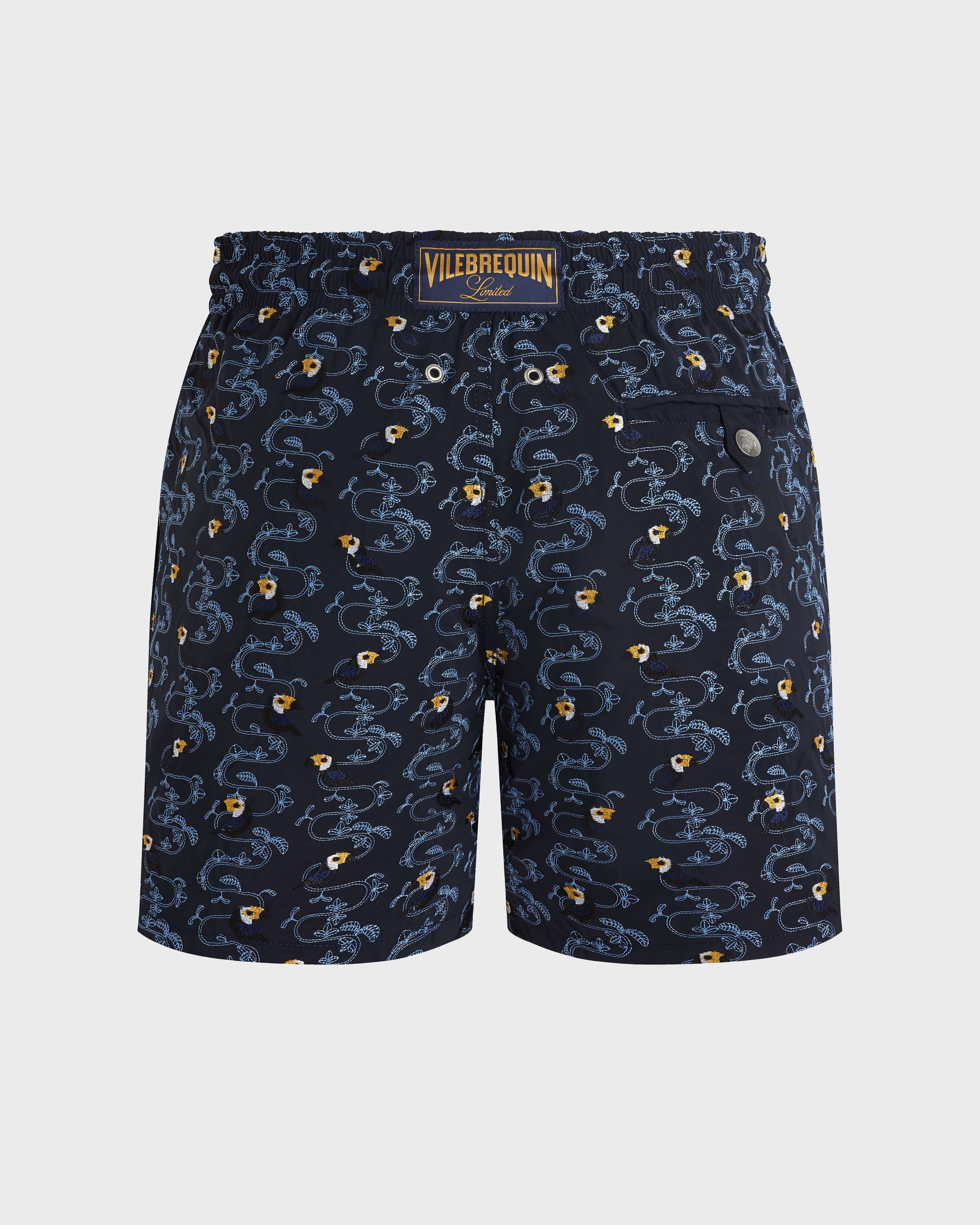 Pantaloncini mare uomo ricamati Toucana - Edizione limitata BLU MARINE back view