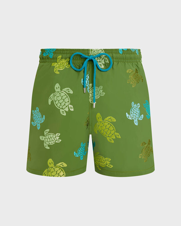 Vilebrequin - Men Swim Shorts Embroidered Tortue Multicolore - Limited Edition - Swimwear - Mistral - Green - Size L