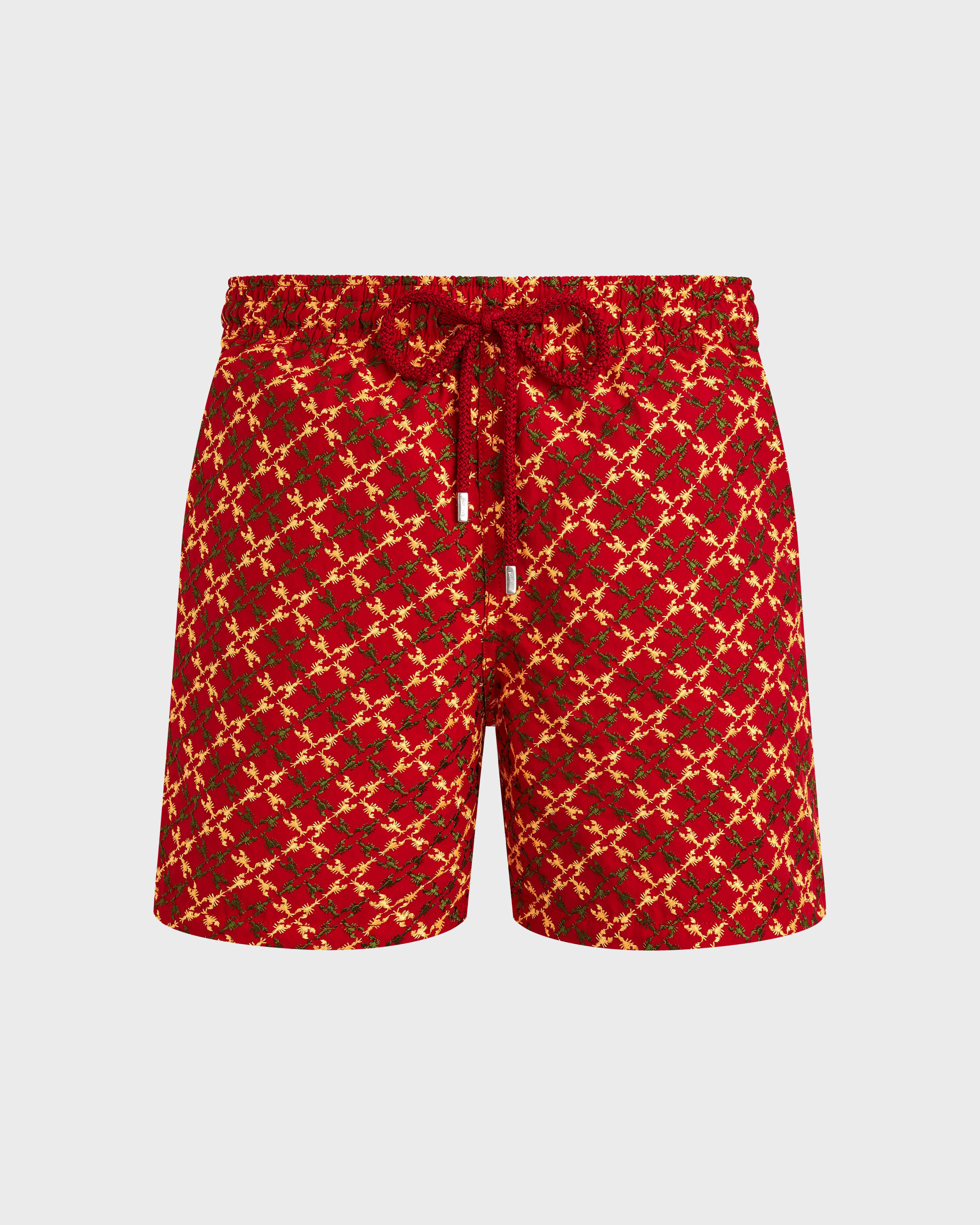Men Swim Shorts Embroidered Homard Pixel - Limited Edition LIPSTICK front view
