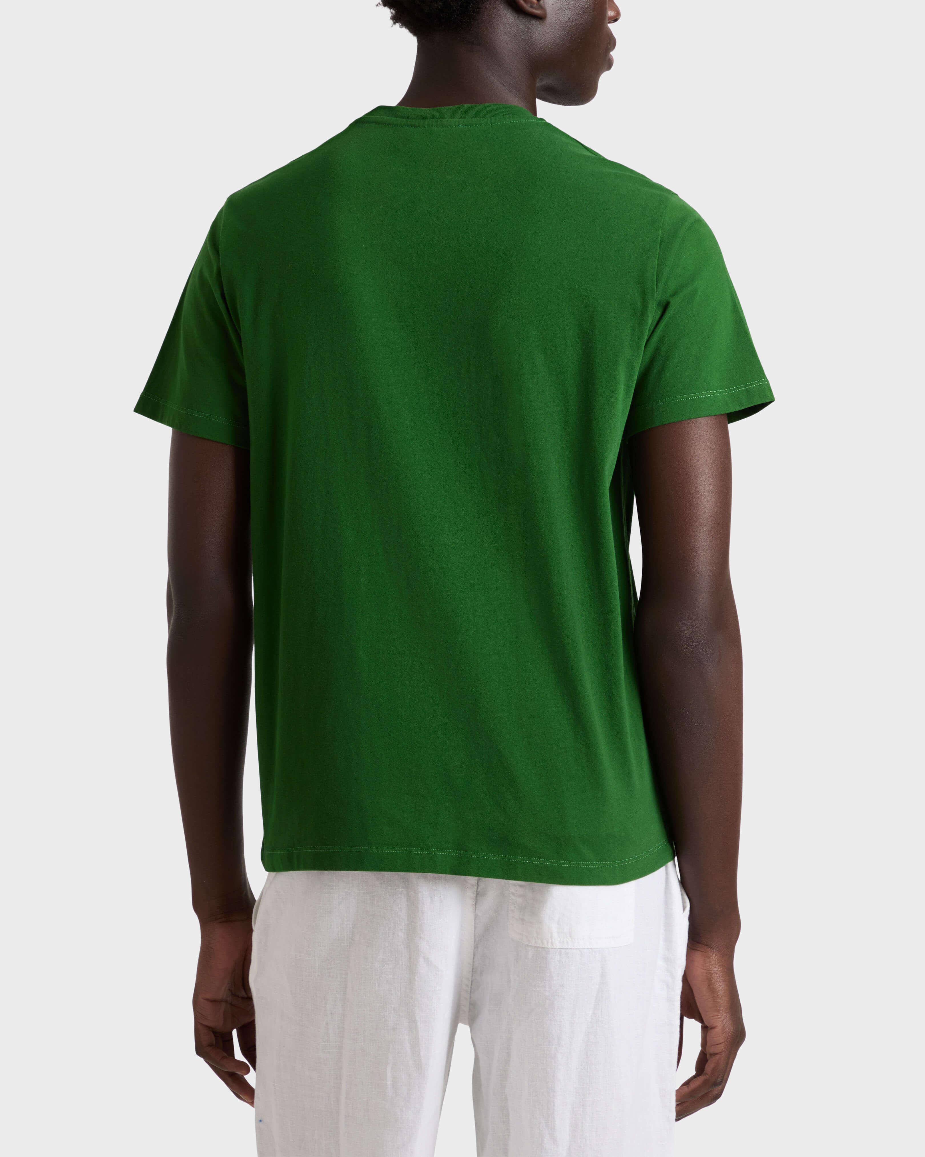 Men Cotton T-shirt Big Turtle Embroidery TROPICAL backworn view