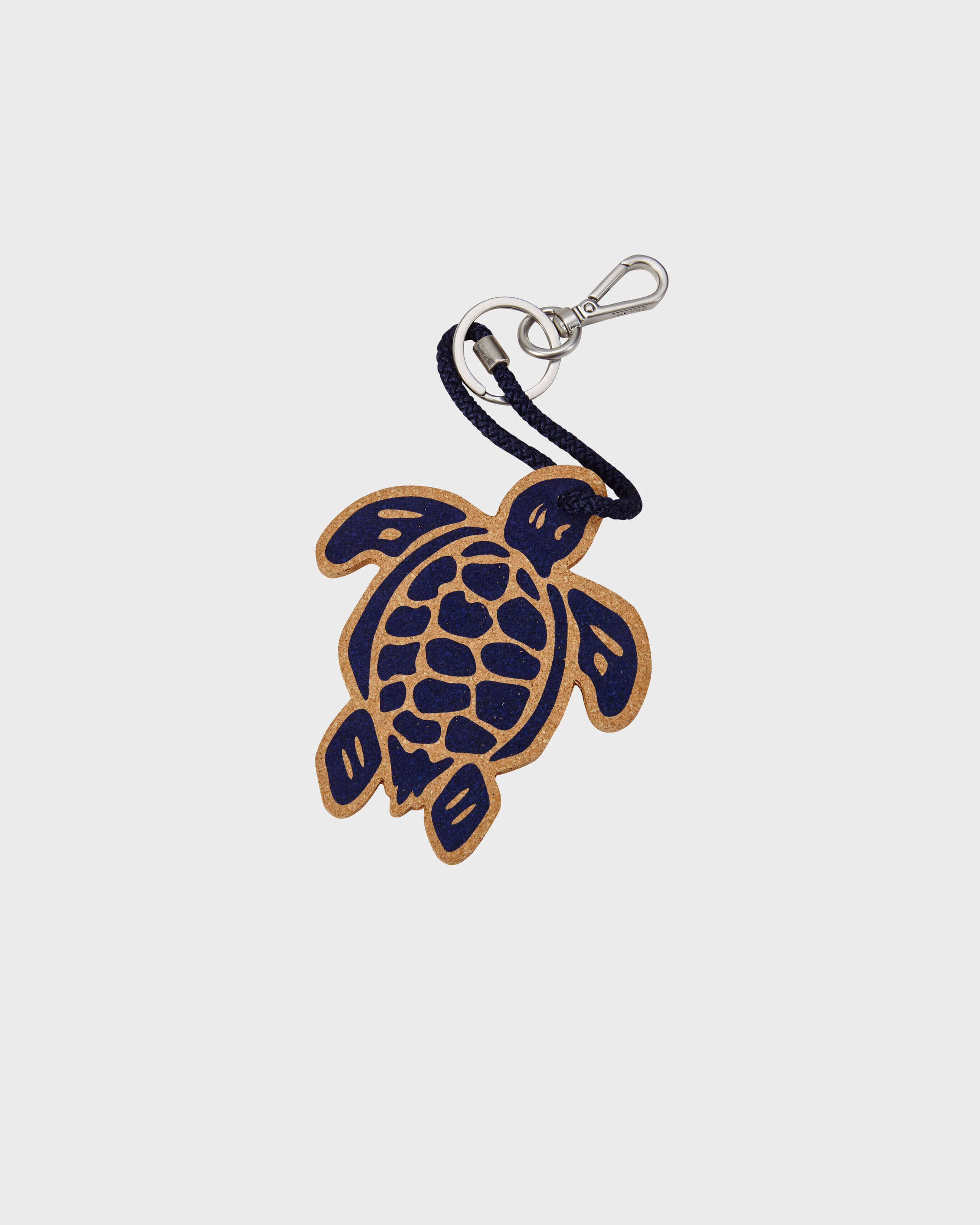 Turtle Cork Keyring NAVY front view