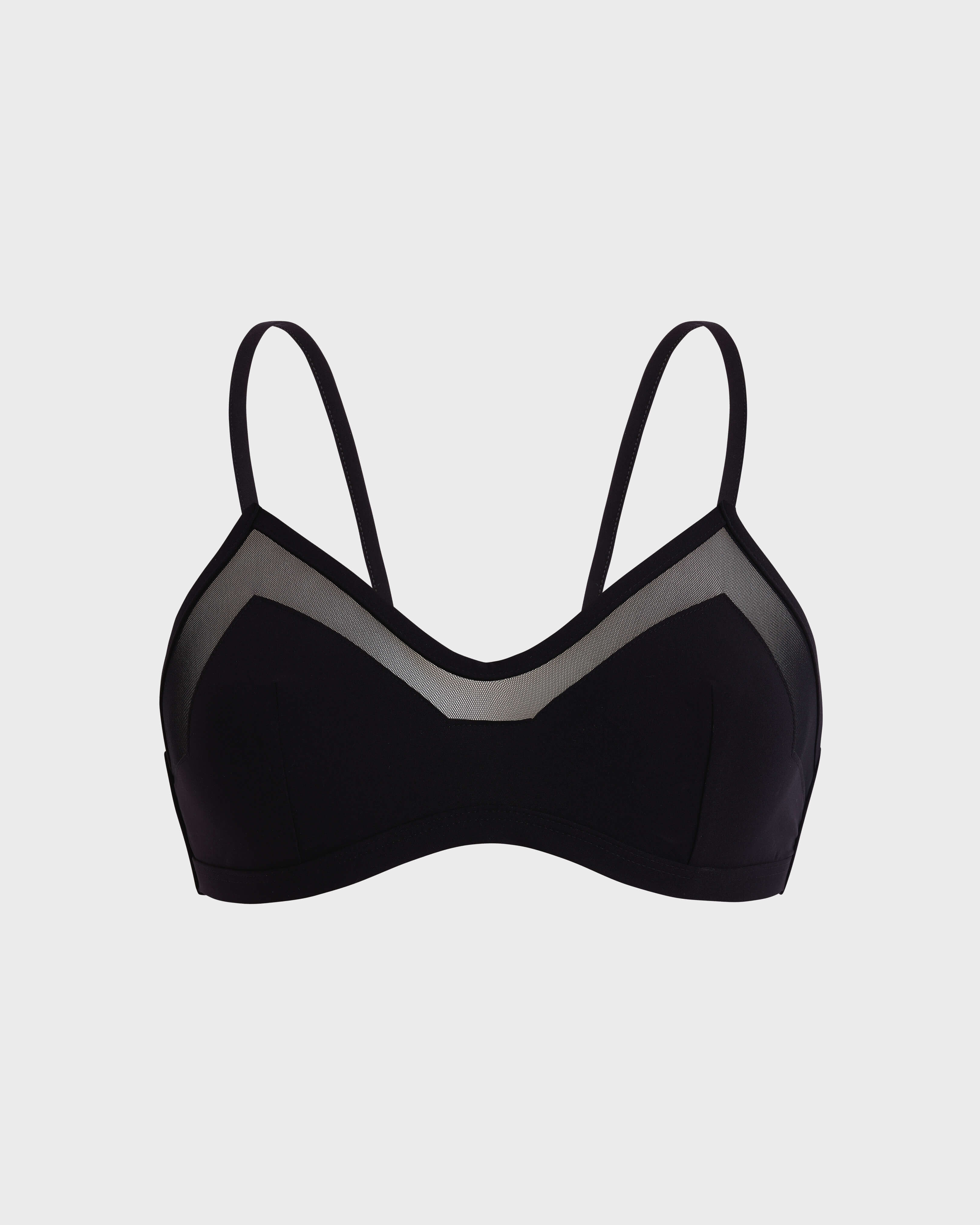 Women Bra-style Bikini Top Solid BLACK front view