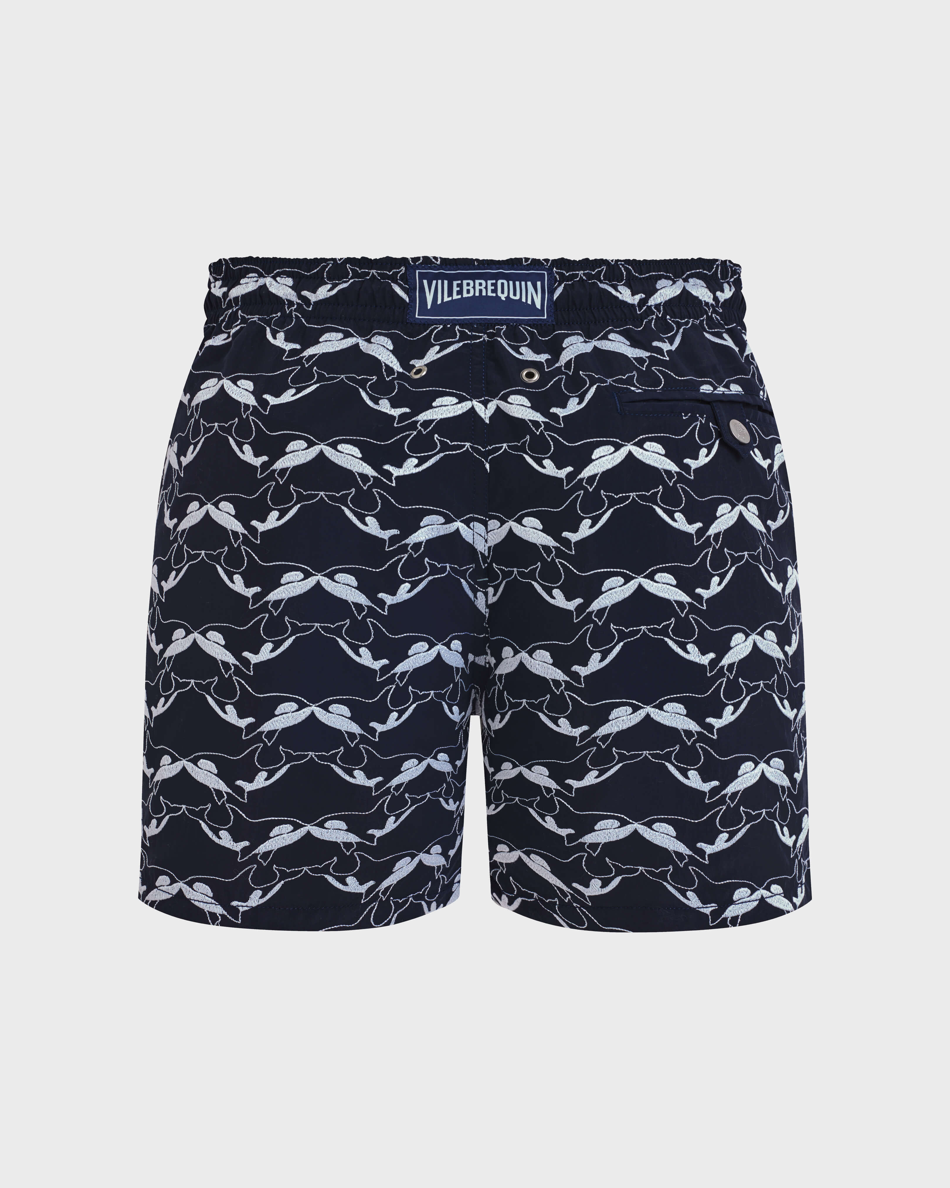 Men Swim Shorts Embroidered Orcas - Limited Edition NAVY back view