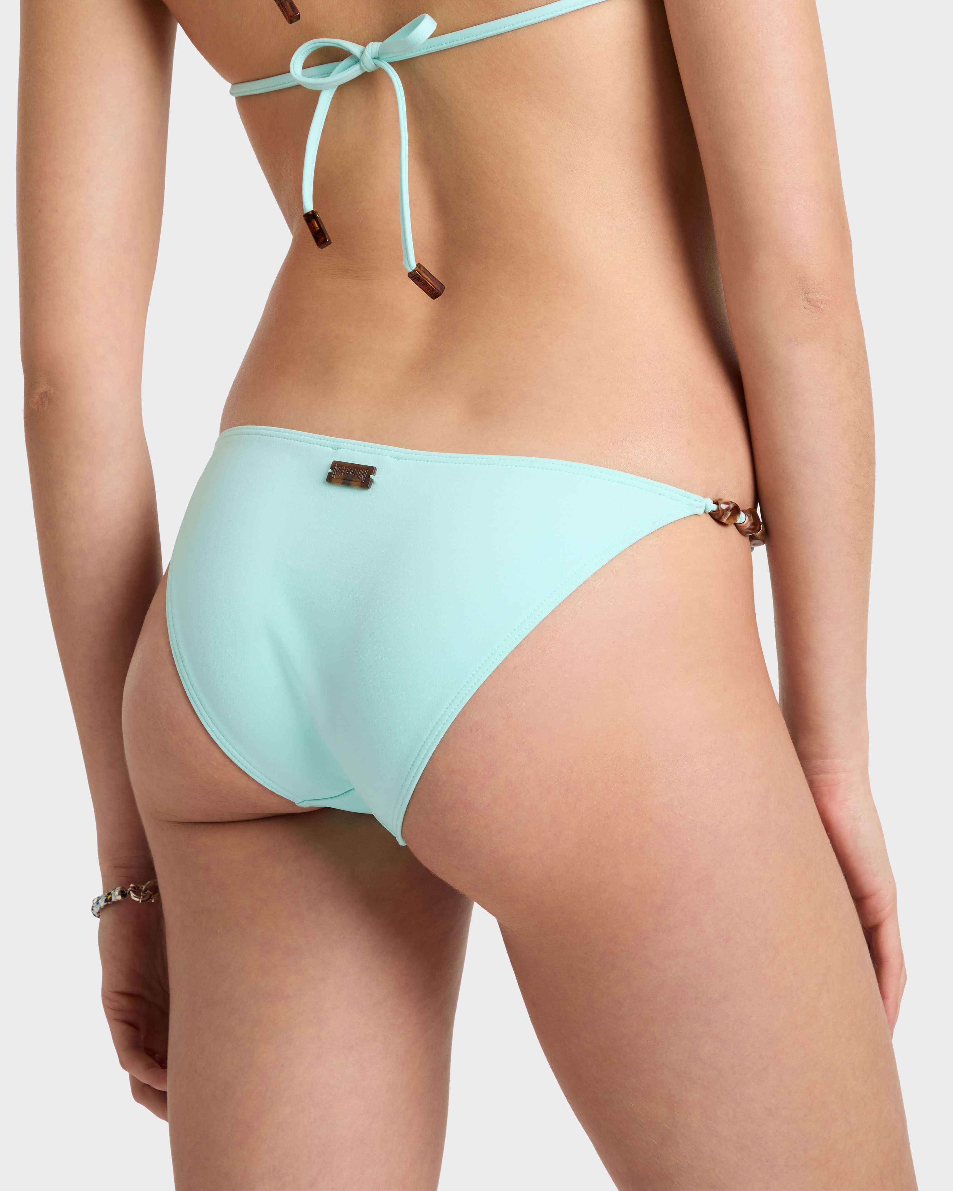 Solid Mini-Bikinihose mit Perlenverzierung für Damen OXYGENE backworn view