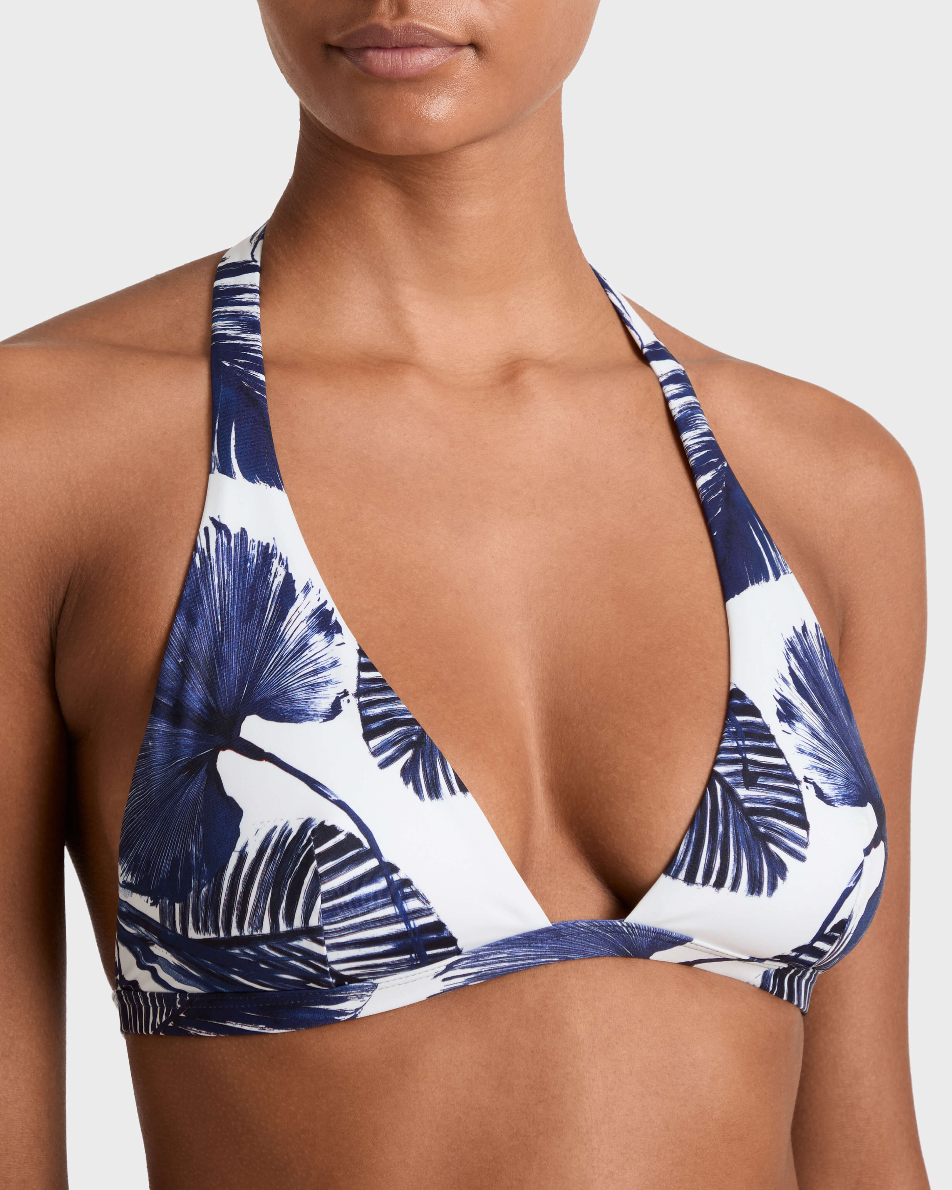 Women Halter Bikini Top Papagaio WHITE frontworn view