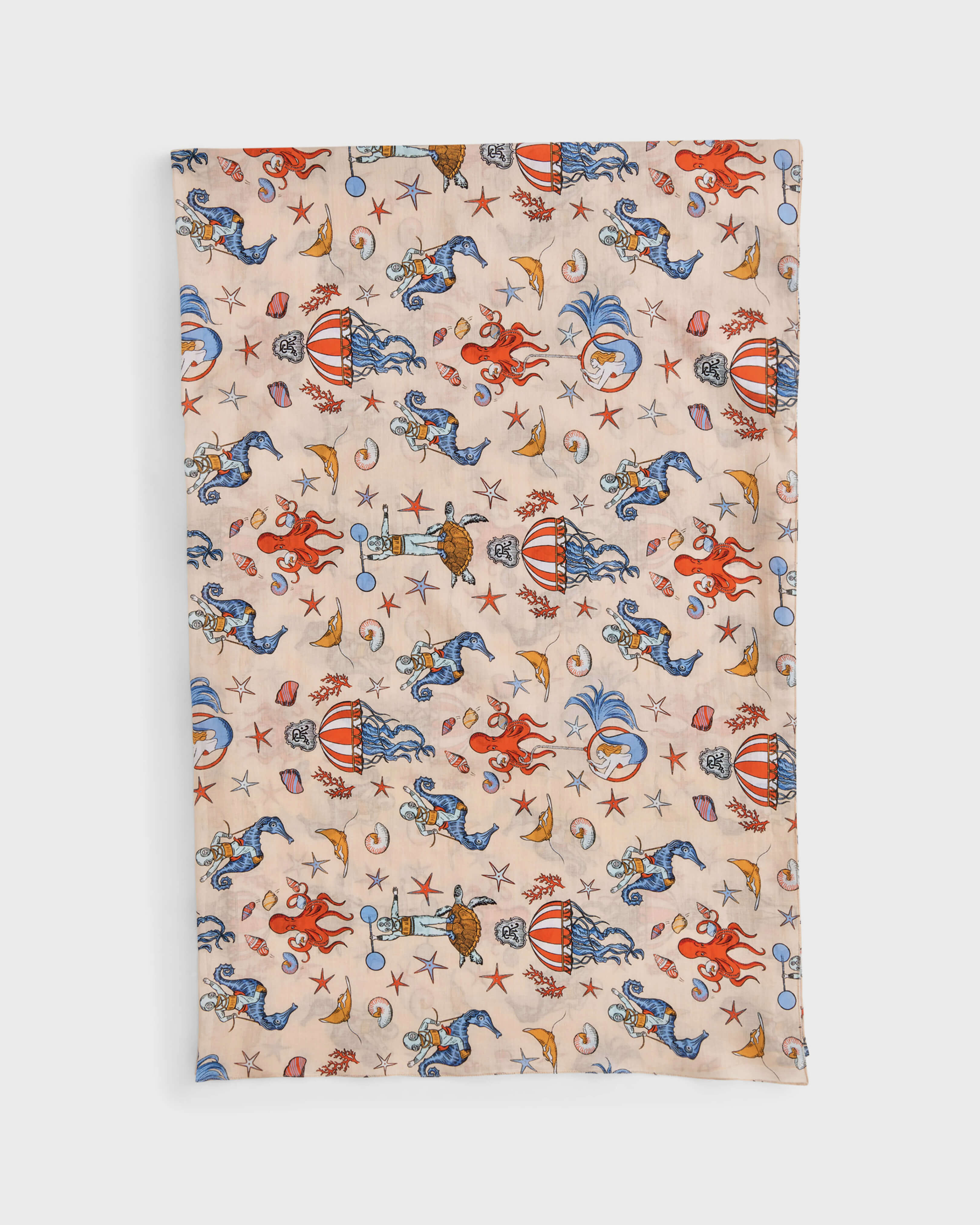 Cotton Pareo Aqua Circus - Vilebrequin for St.Regis Longboat Key PINK CHAMPAGNE front view