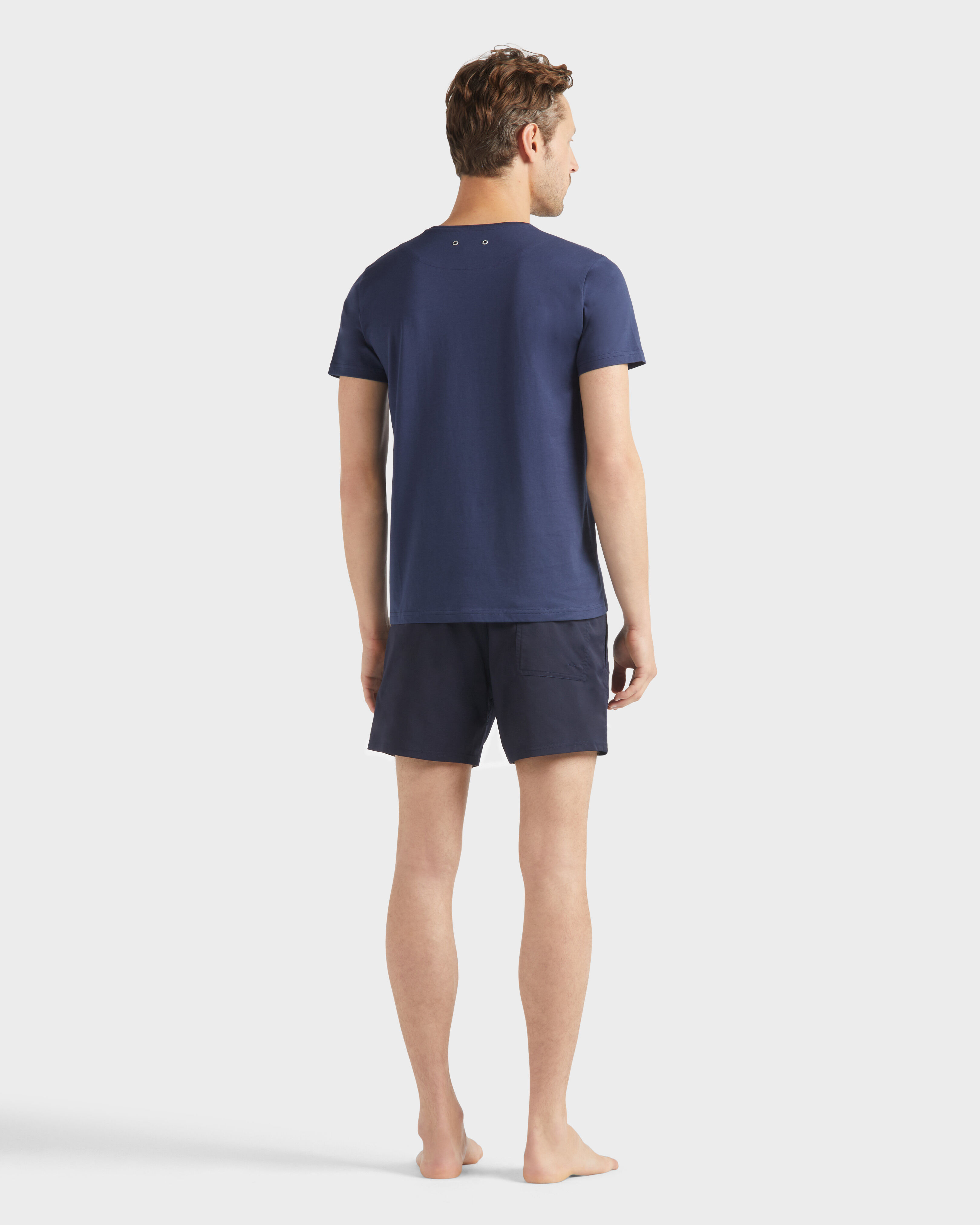 Men Organic Cotton T-shirt Dad and Son NAVY backworn view