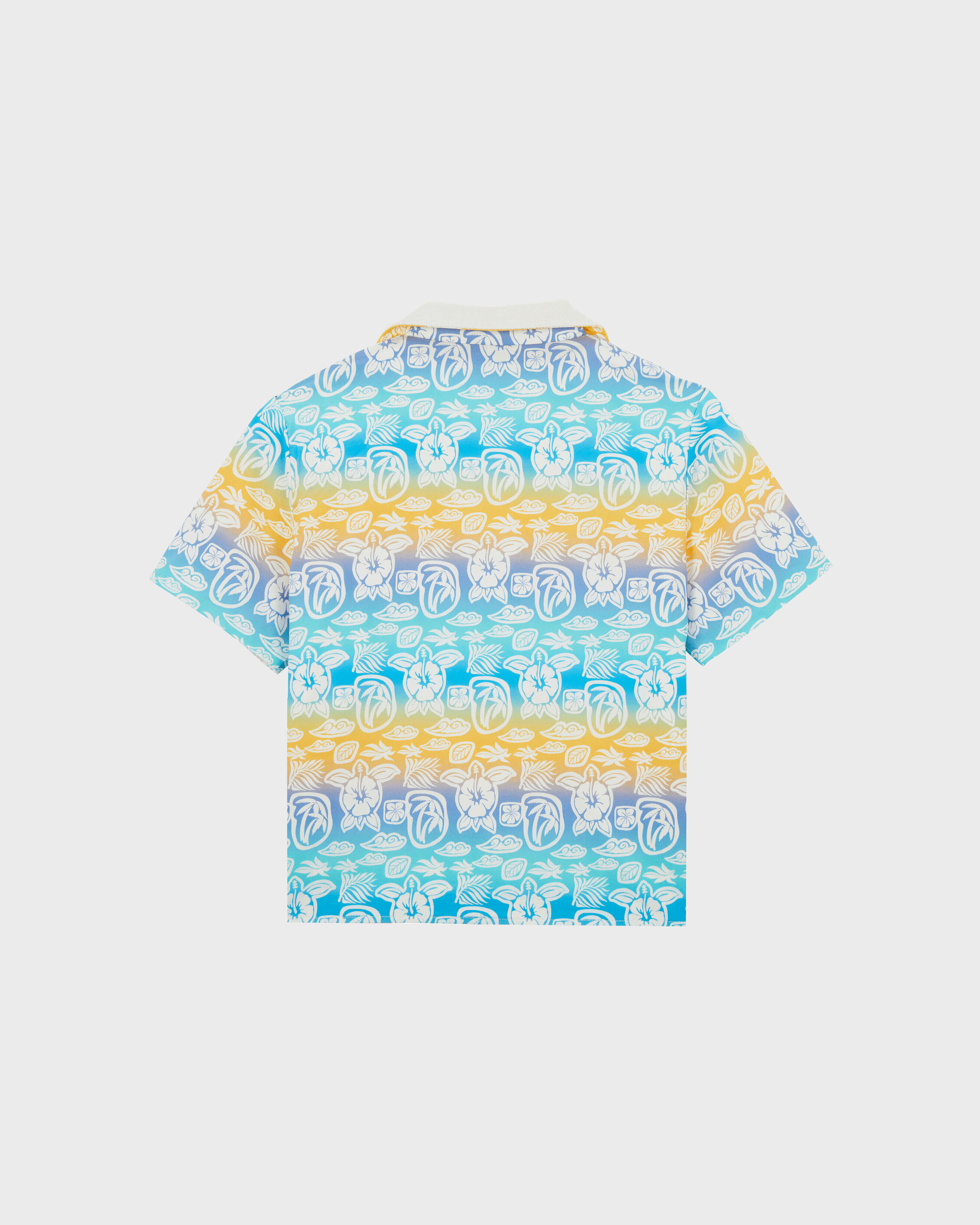 Camicia bowling bambino in cotone Tahiti Turtles BIANCO back view
