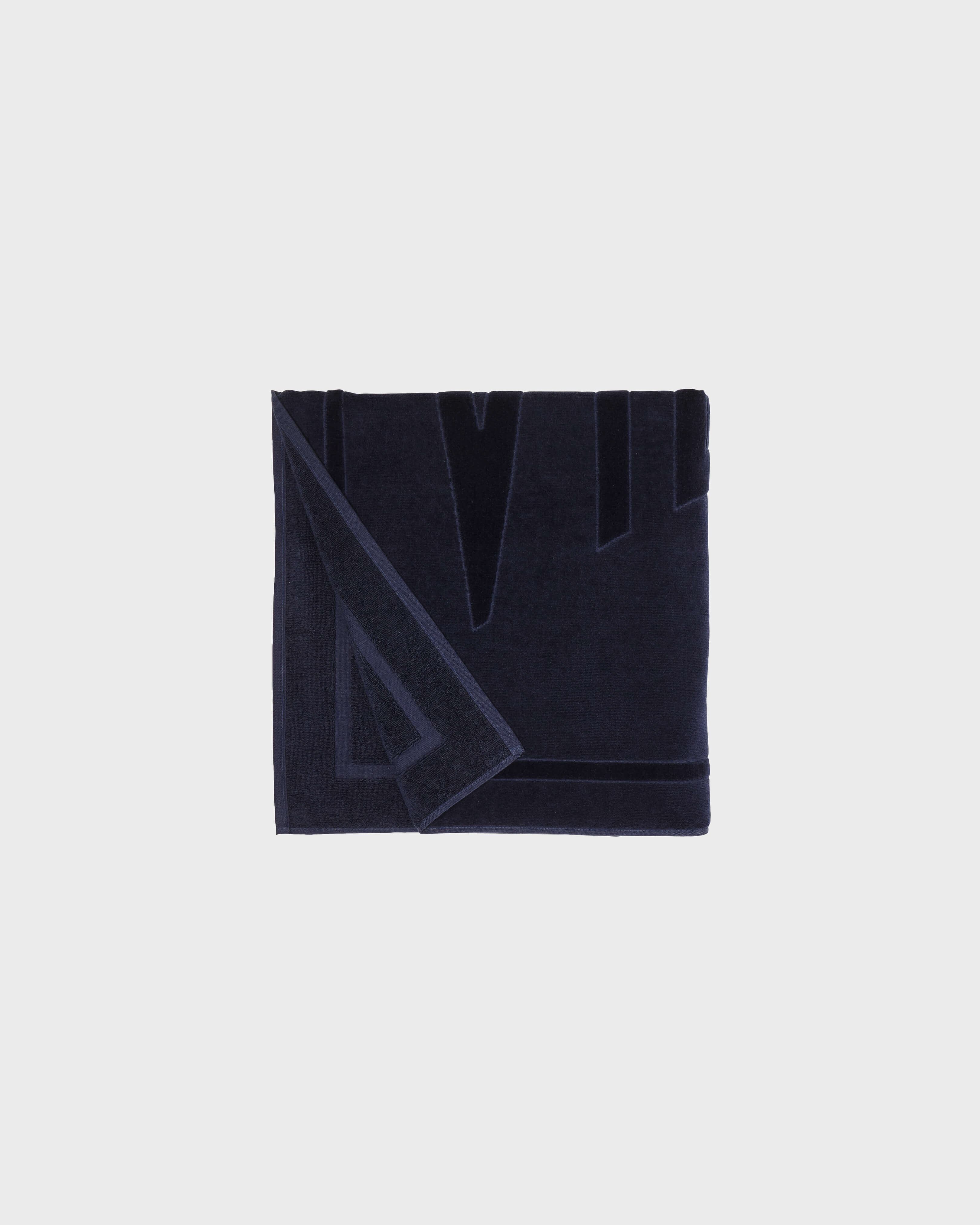 Solid Organic Cotton Beach Towel NAVY back view