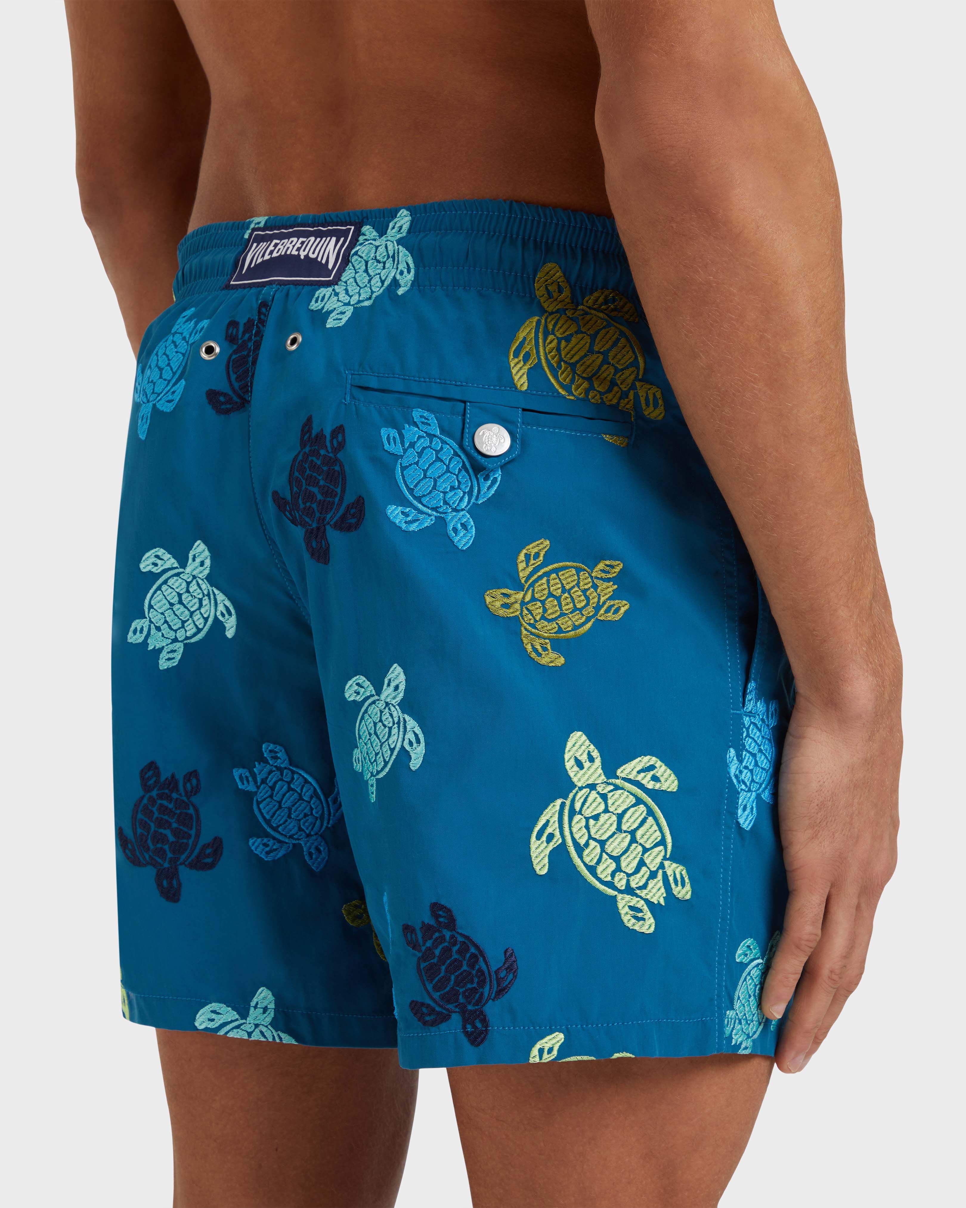Men Swim Shorts Embroidered Tortue Multicolore - Limited Edition PEACOCK supp2 view