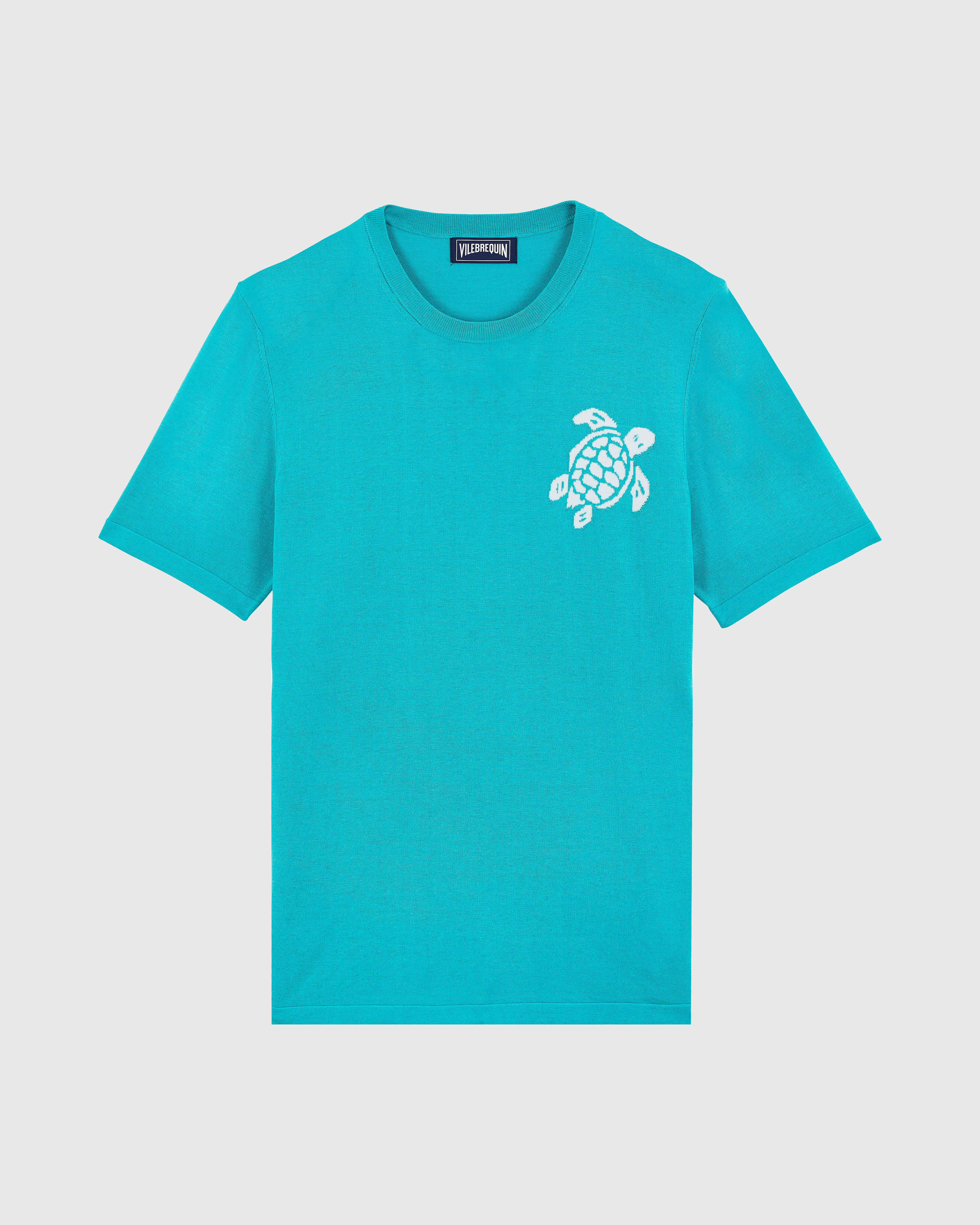 Men Cotton T-shirt Jacquard Turtle DISCO GREEN front view