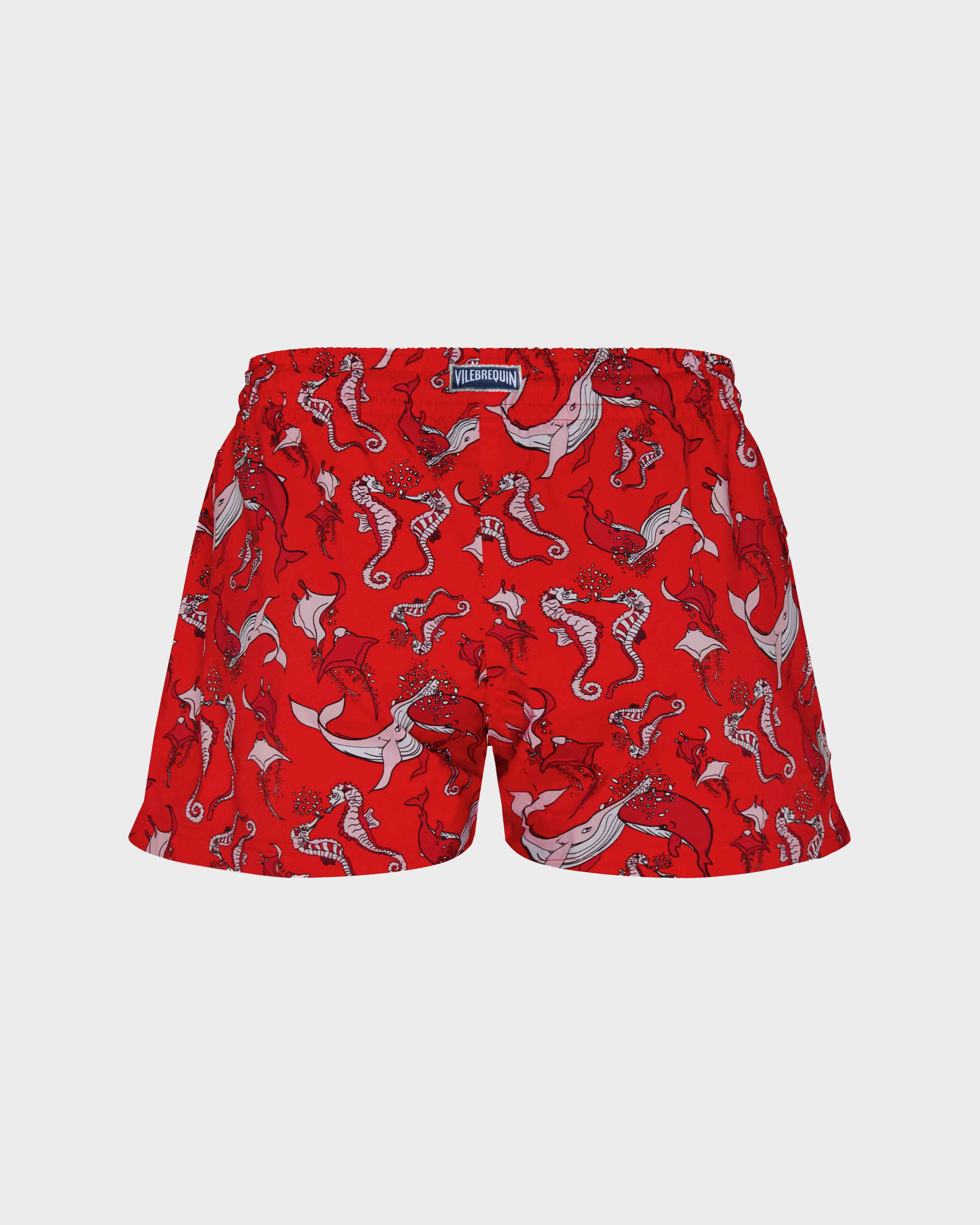 Whales Love Badeshorts für Damen MOHNROT back view