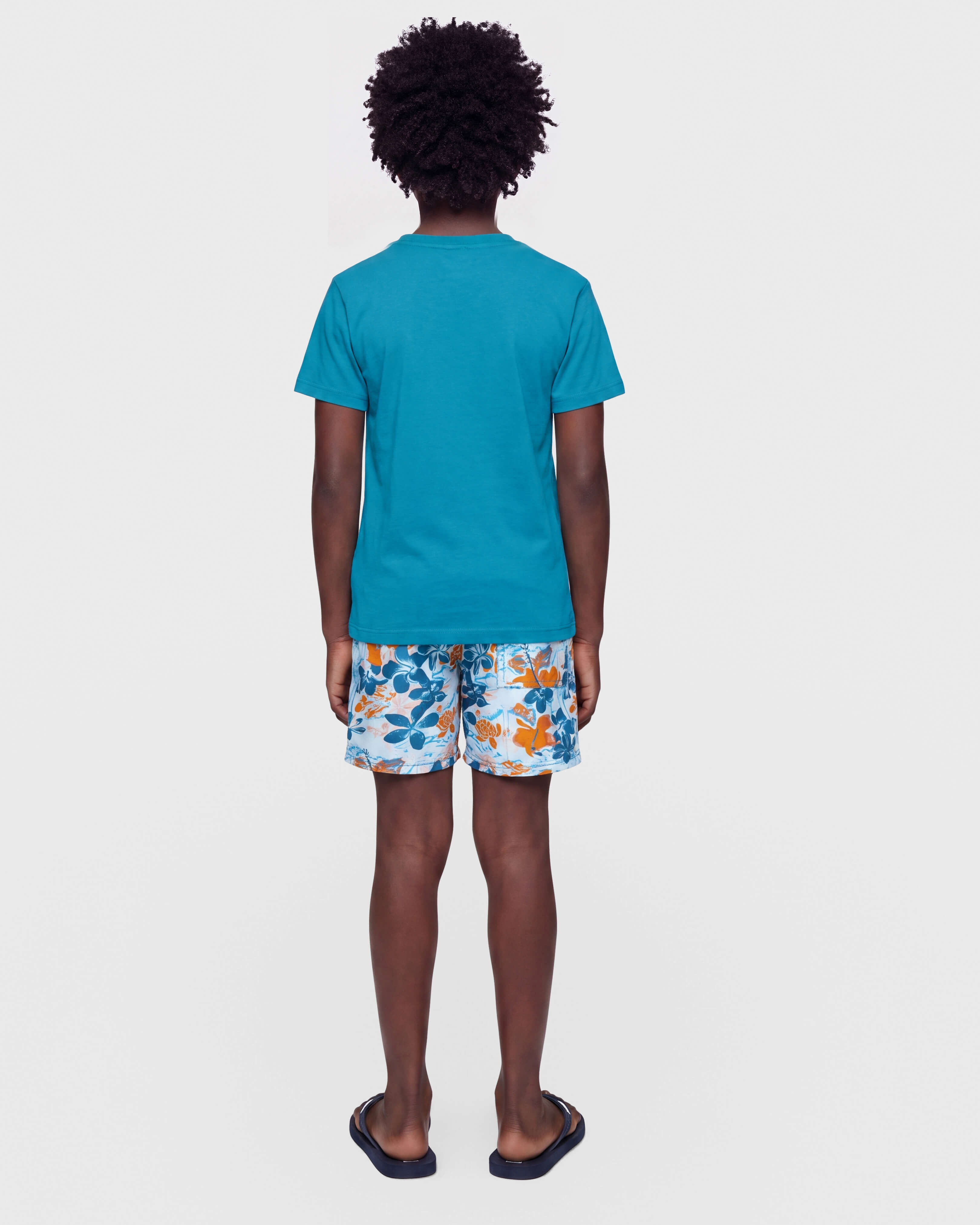 Boys Swim Trunks Jungle Turtles COIN COIN backworn view