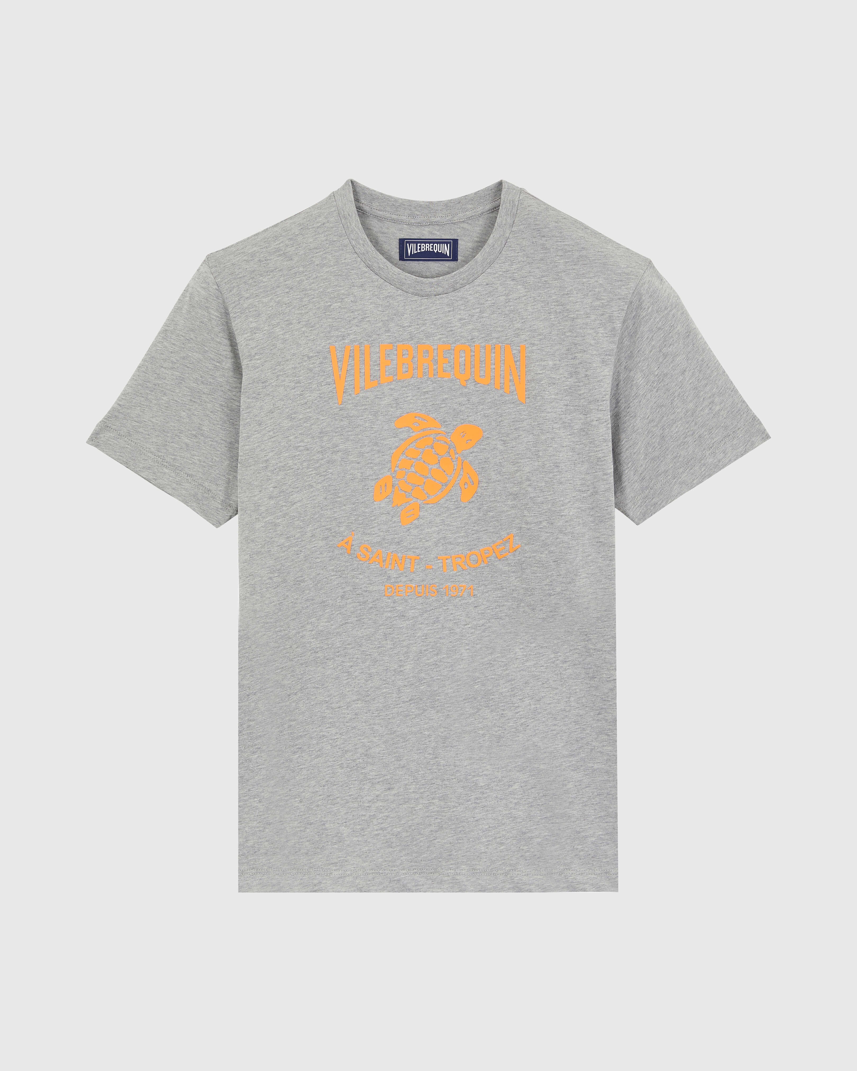 Men Cotton T-shirt Contrasted Placed Gomy Logo HEATHER GREY front view