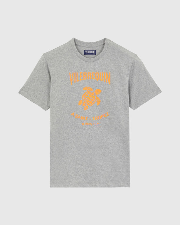 Vilebrequin - Men Cotton T-shirt Contrasted Placed Gomy Logo - Tee Shirt - Portisol - Grey - Size L
