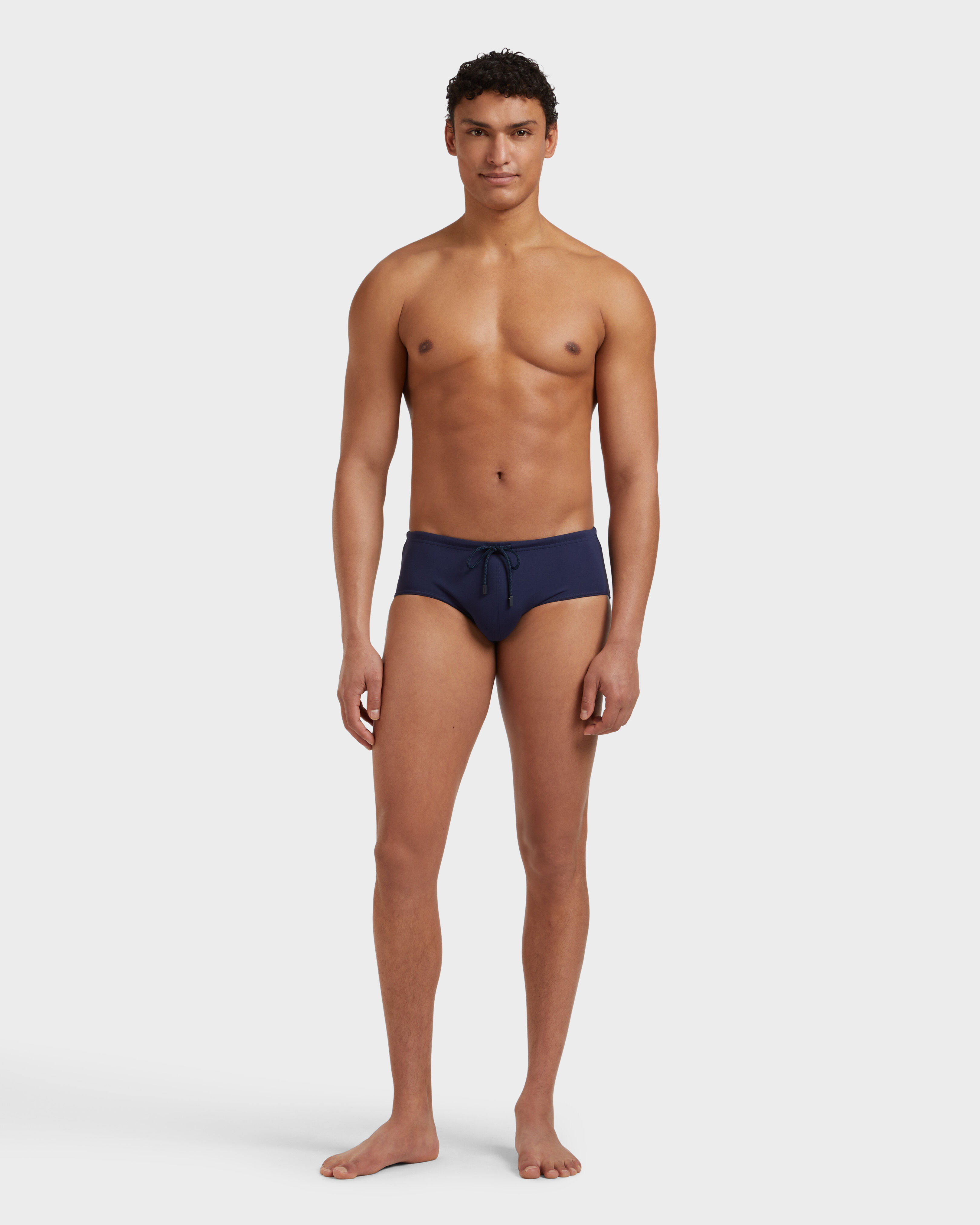 Men Swim brief Solid NAVY frontworn view
