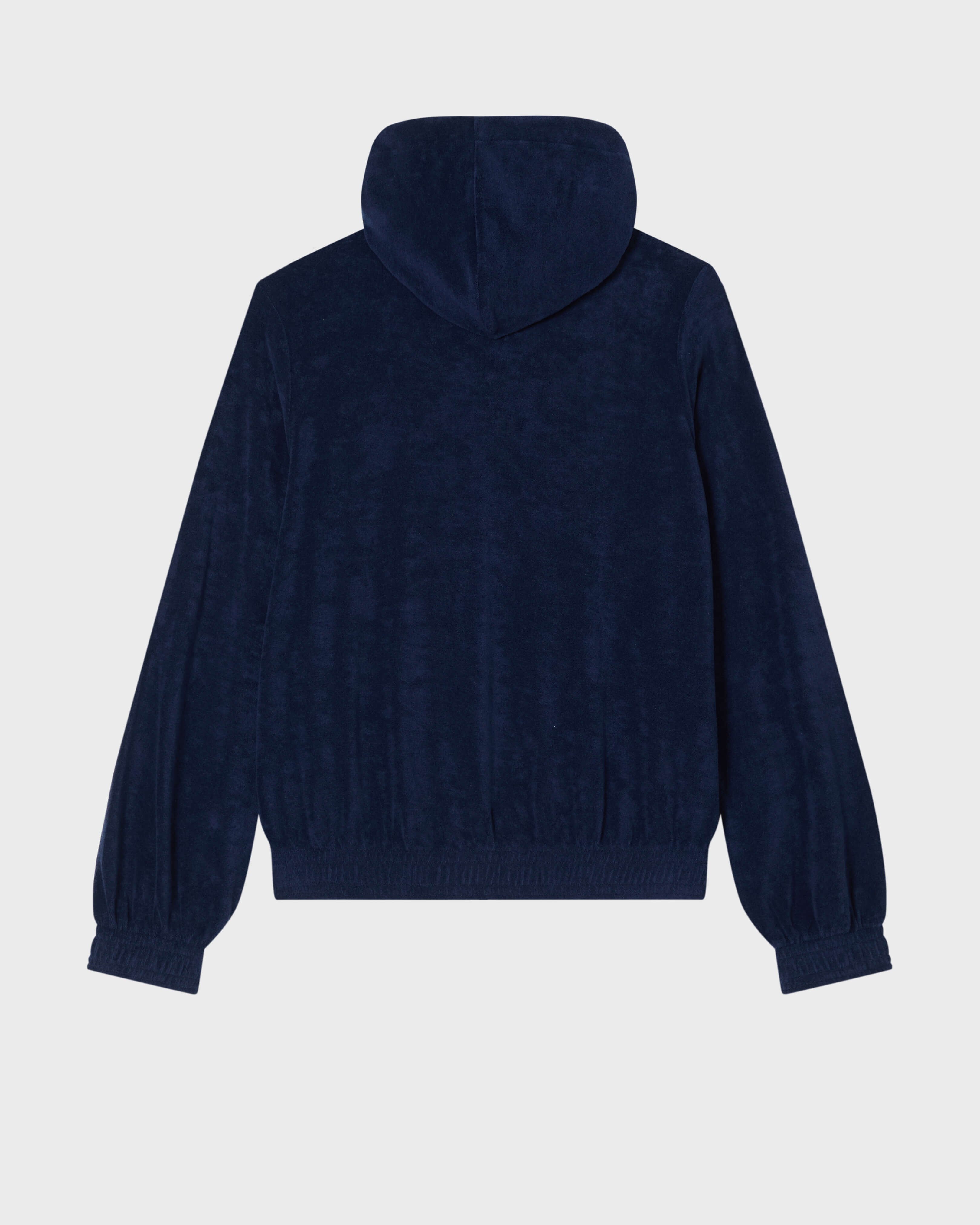 Solid Frottee-Kapuzenjacke mit Reißverschluss für Damen MARINEBLAU back view