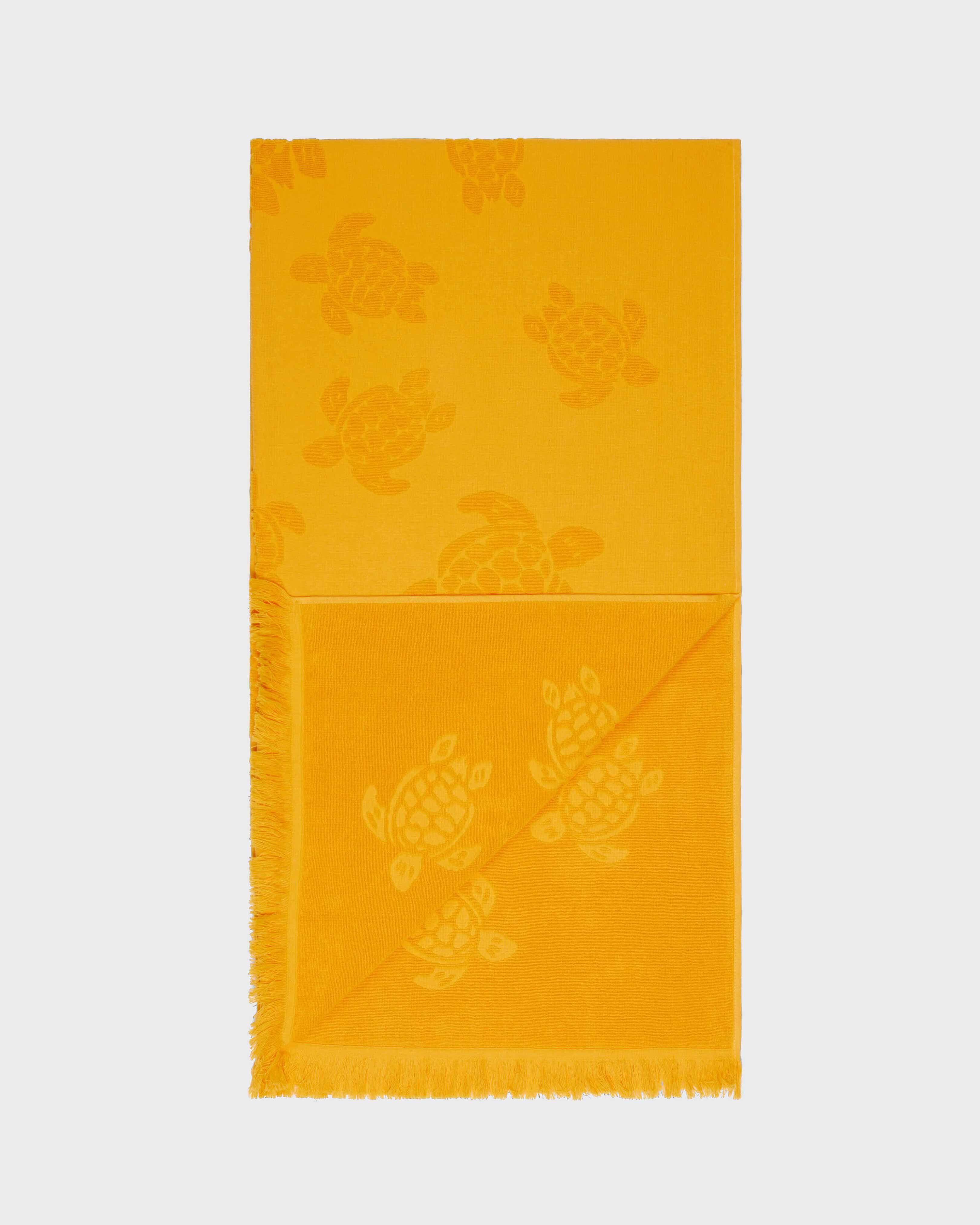 Toalla de playa en algodón orgánico Turtles Jacquard MANGO back view