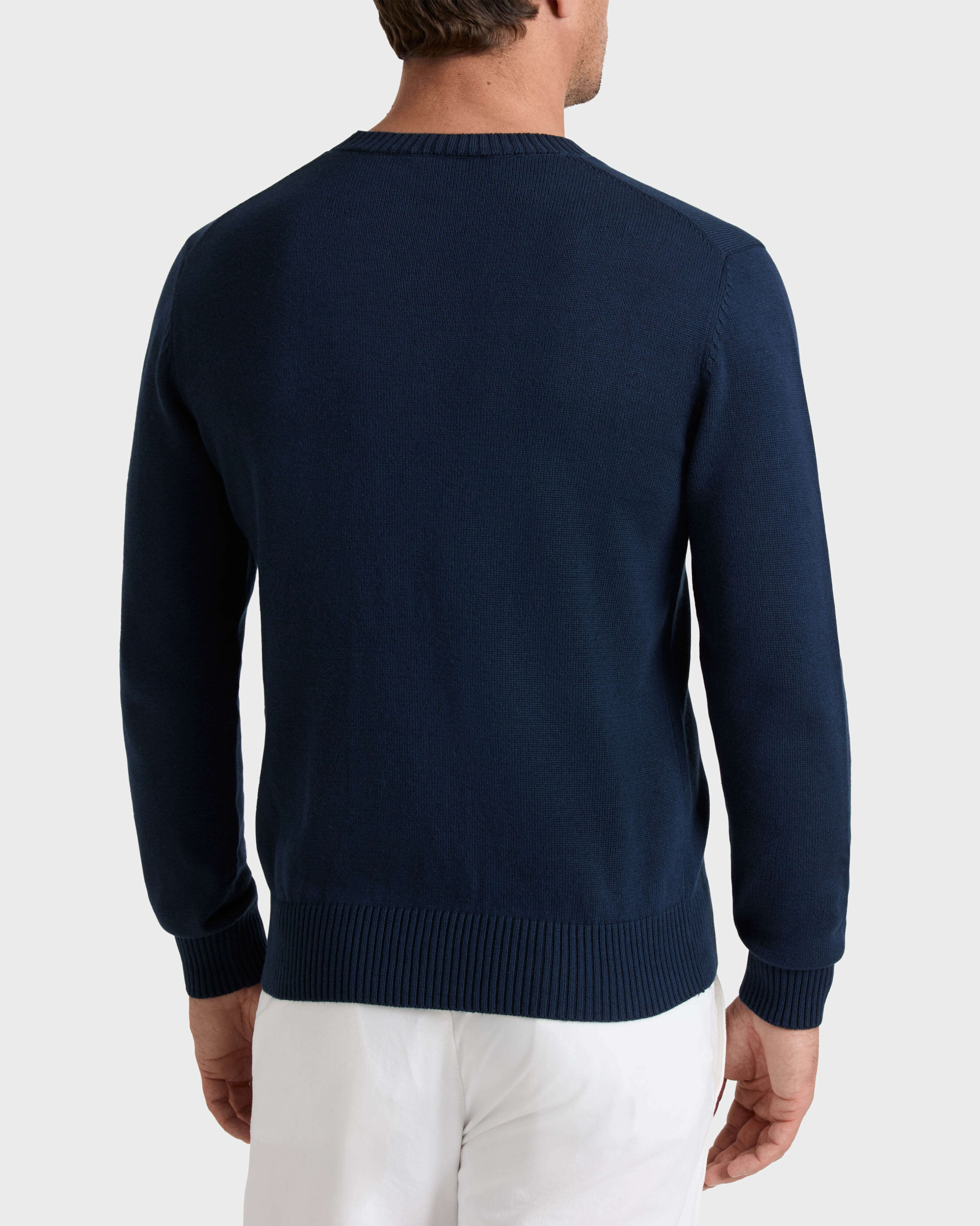 Jersey de algodón y cachemir con cuello redondo y tortuga para hombre AZUL MARINO backworn view