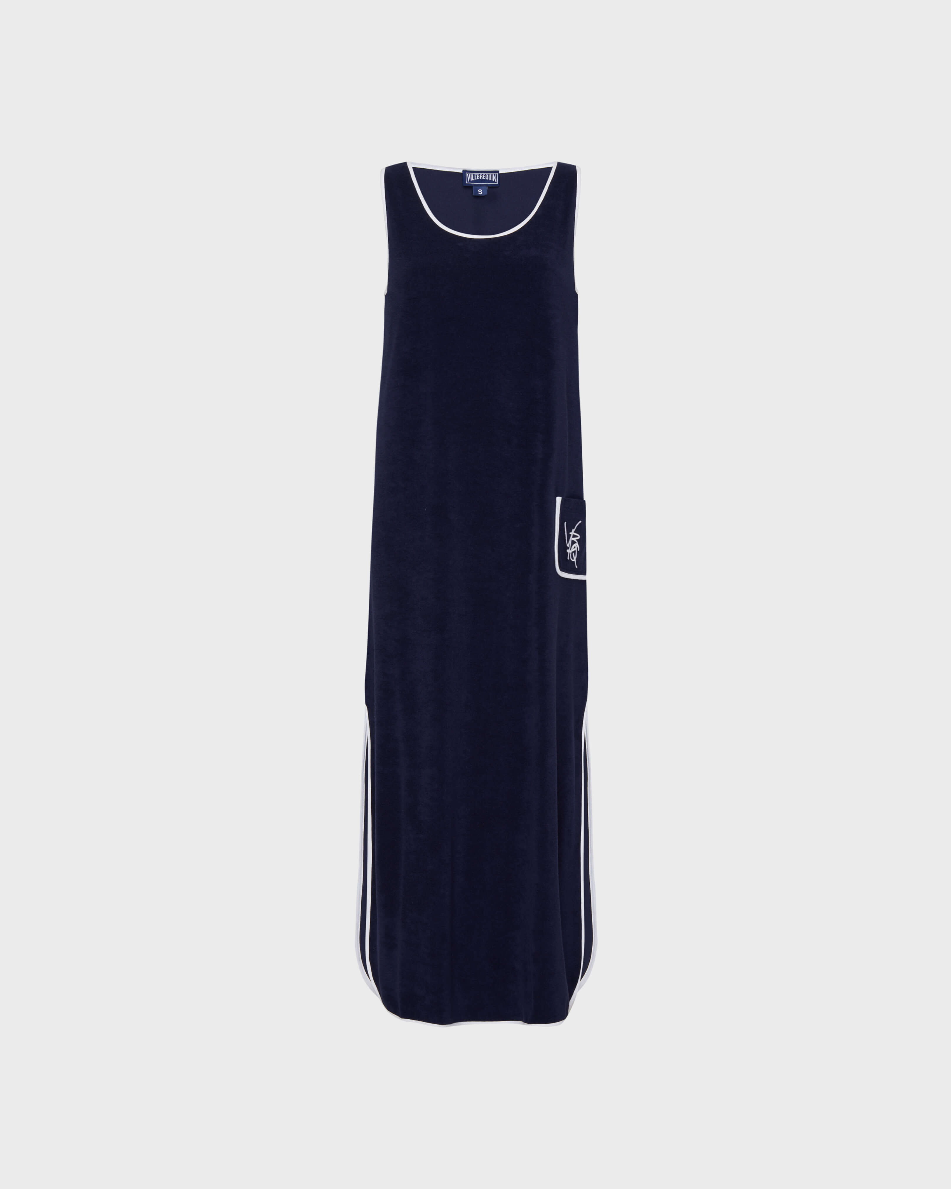 Women Long Terry Tank Dress VBQ Line NAVY front view