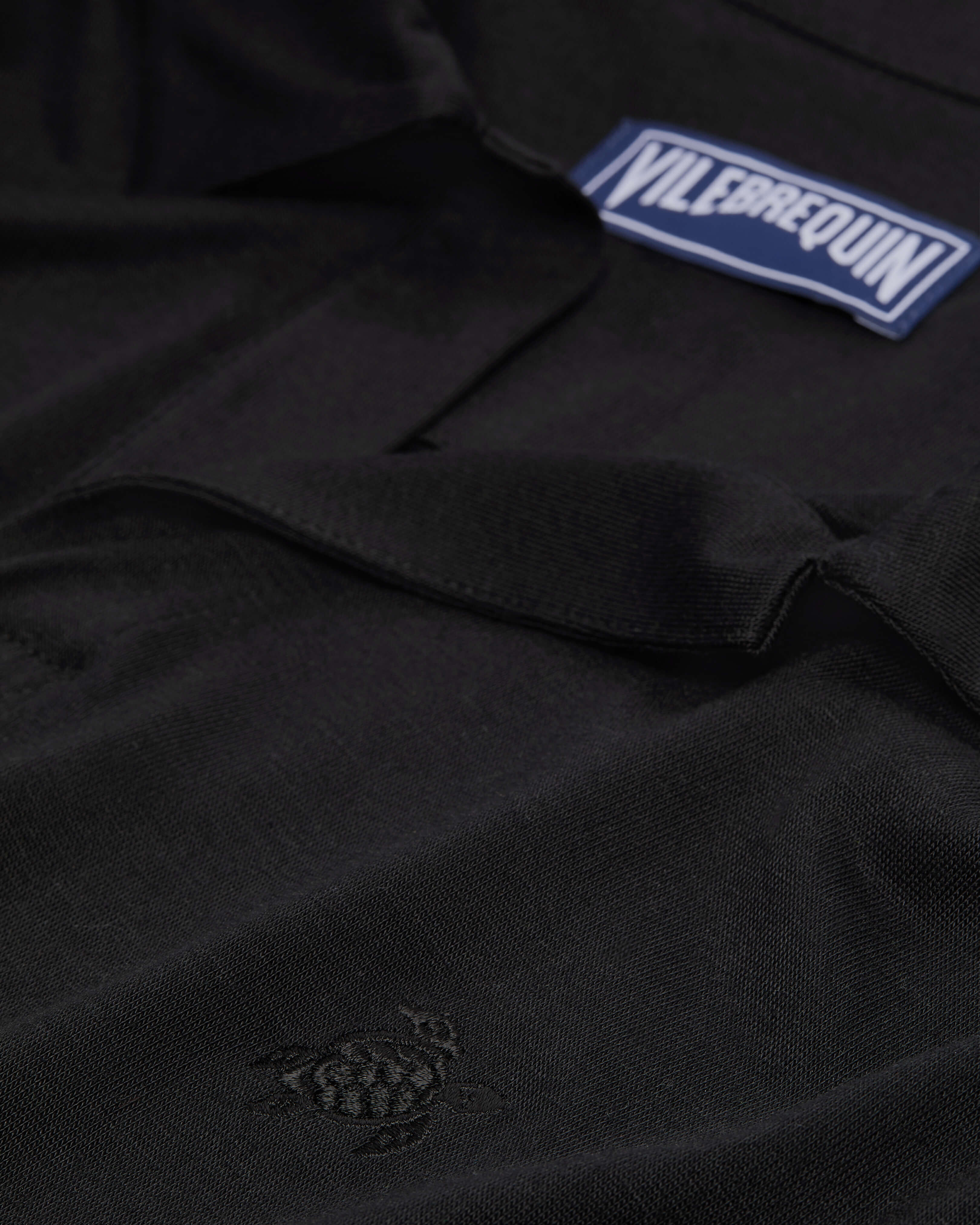 Men Tencel Polo Shirt Solid BLACK supp4 view