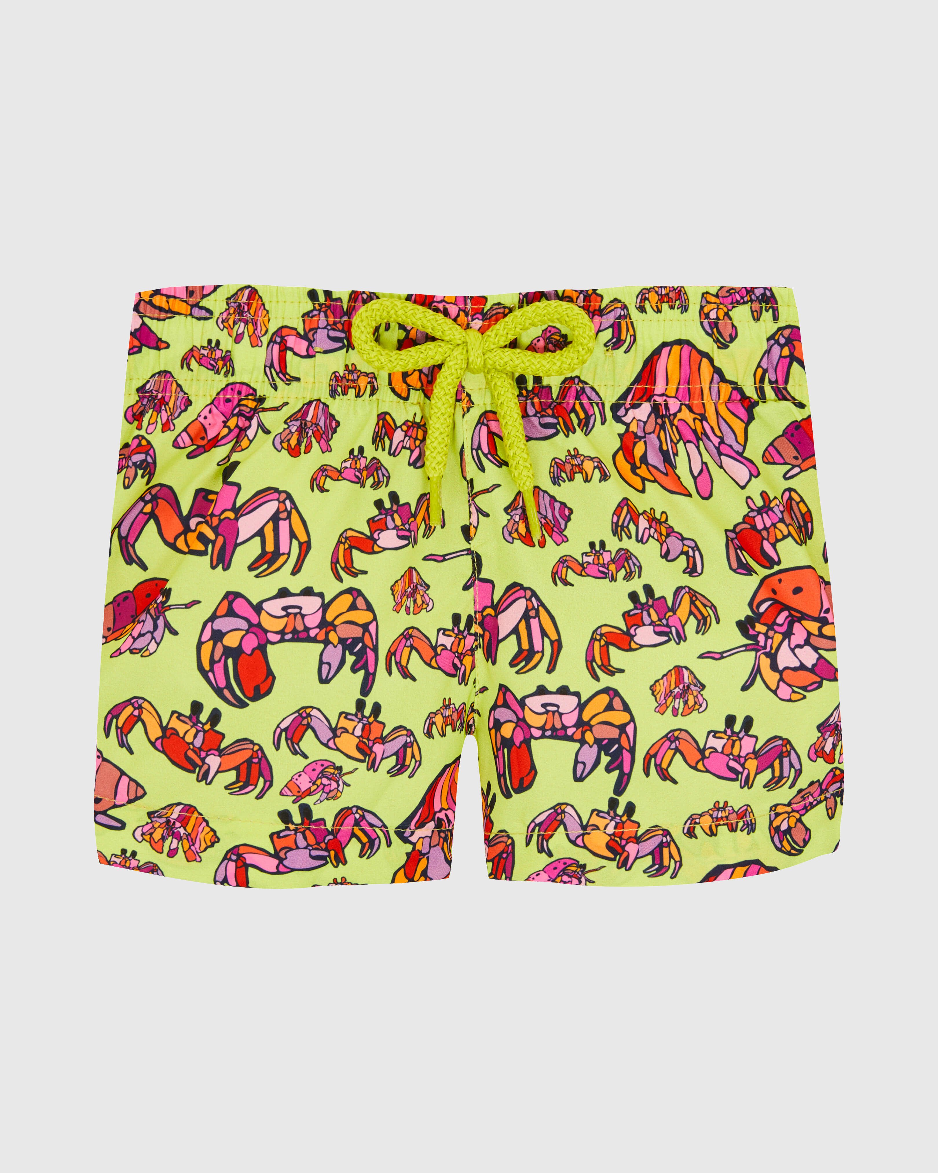 Baby Swim Shorts Hermit Crabs CHARTREUSE front view