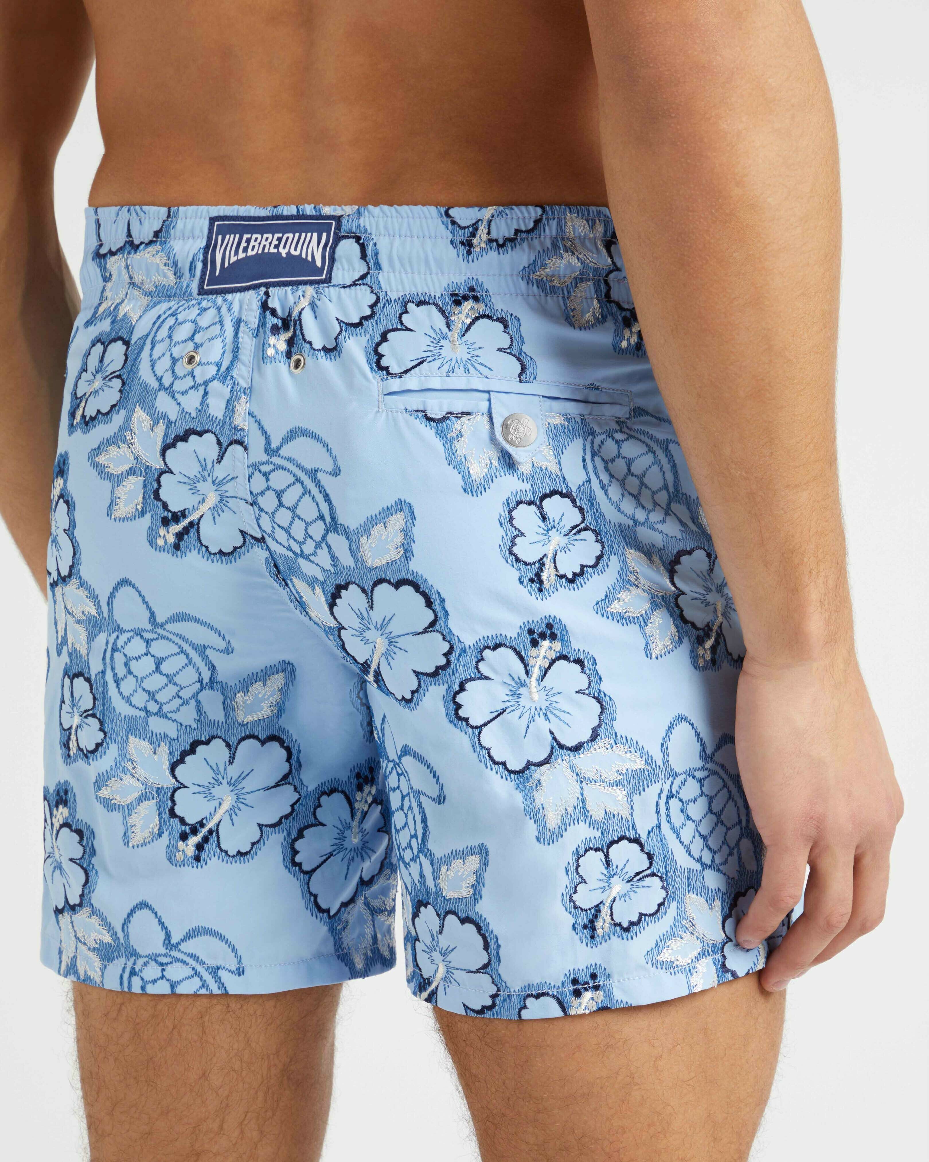 Men Swim Trunks Embroidered Hibiscus - Limited Edition FLAX FLOWER supp2 view