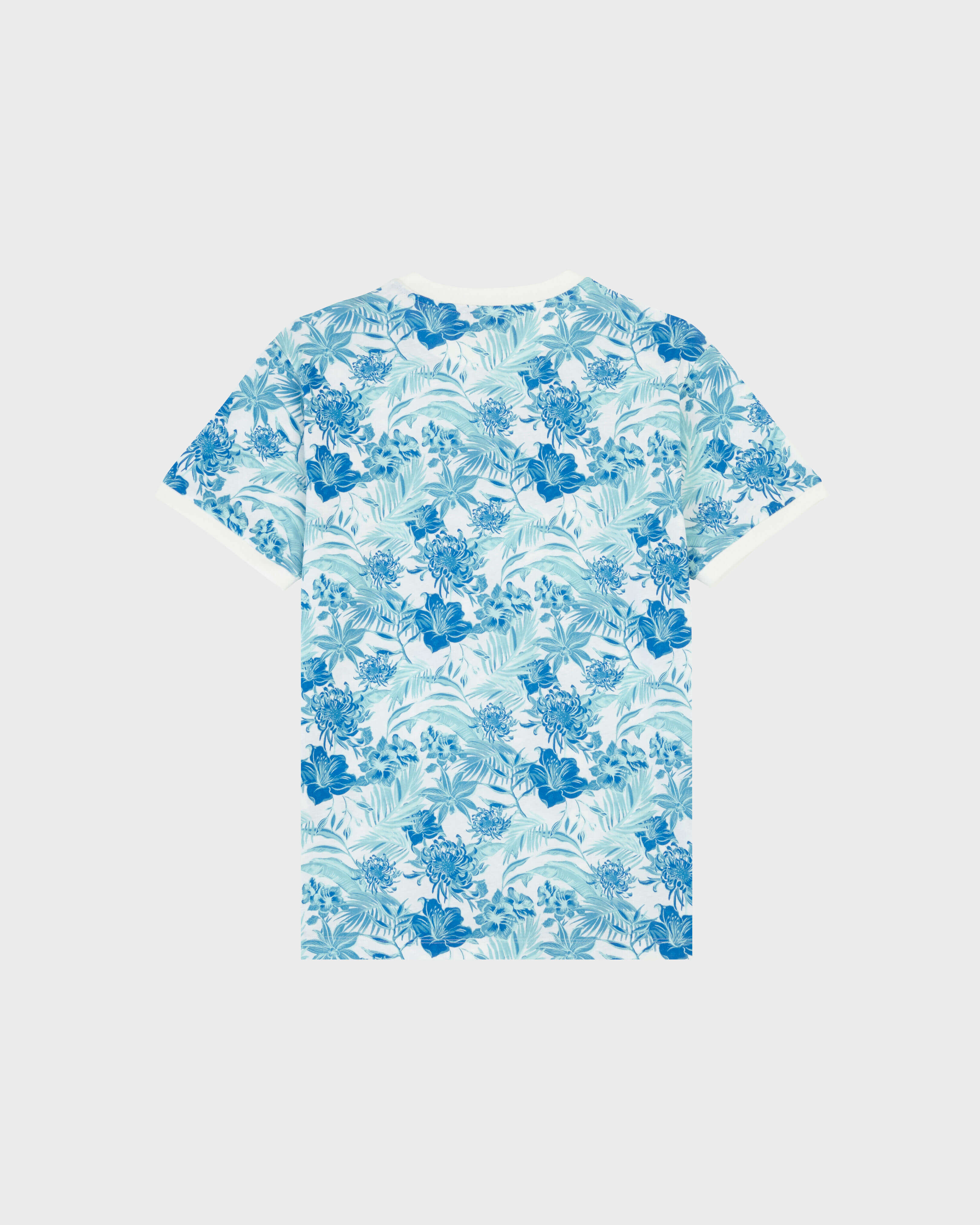 Camiseta de algodón con estampado Tahiti Flowers para hombre BLANCO back view