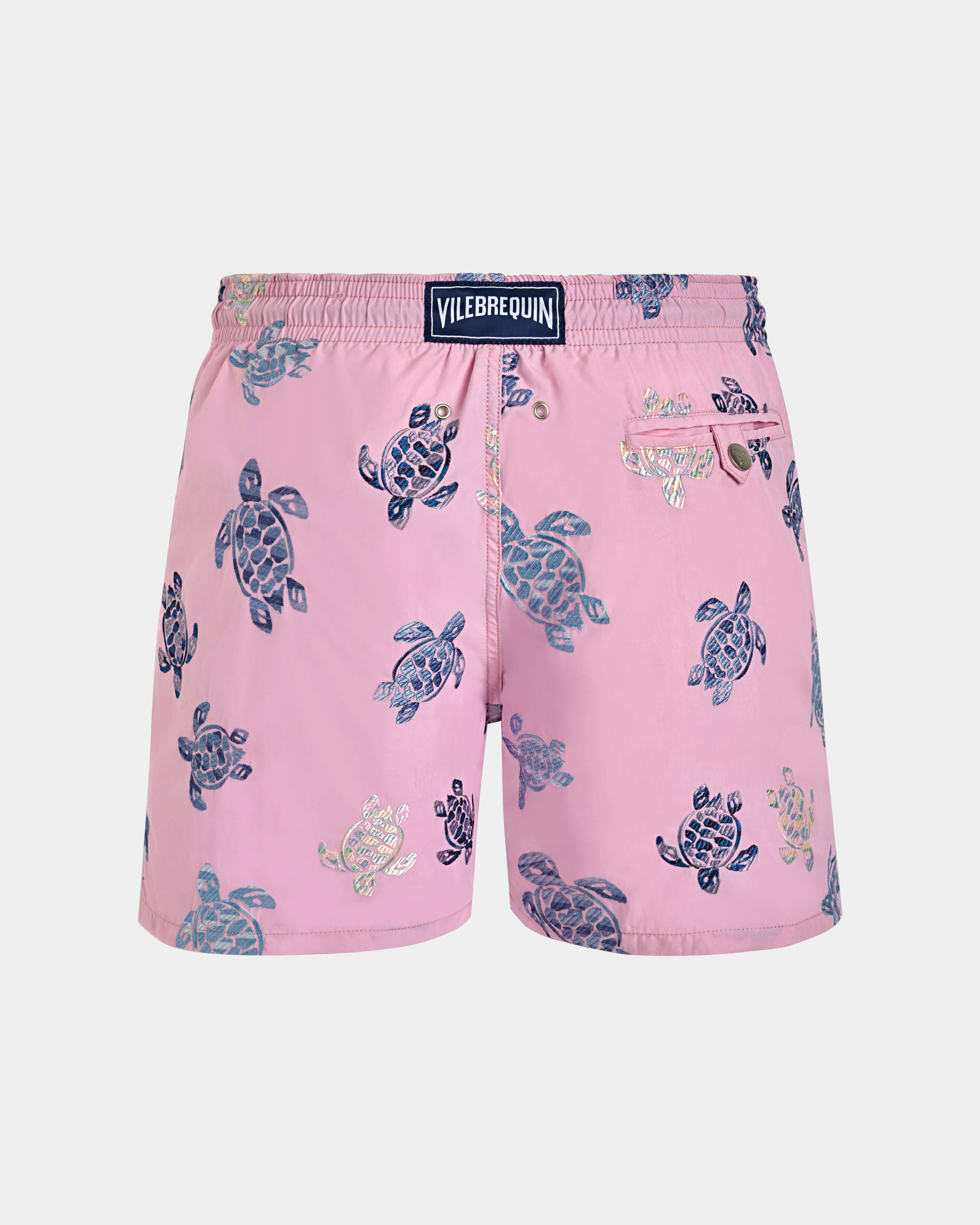 Men Swim Shorts Embroidered Tortue Multicolore - Limited Edition MARSHMALLOW back view