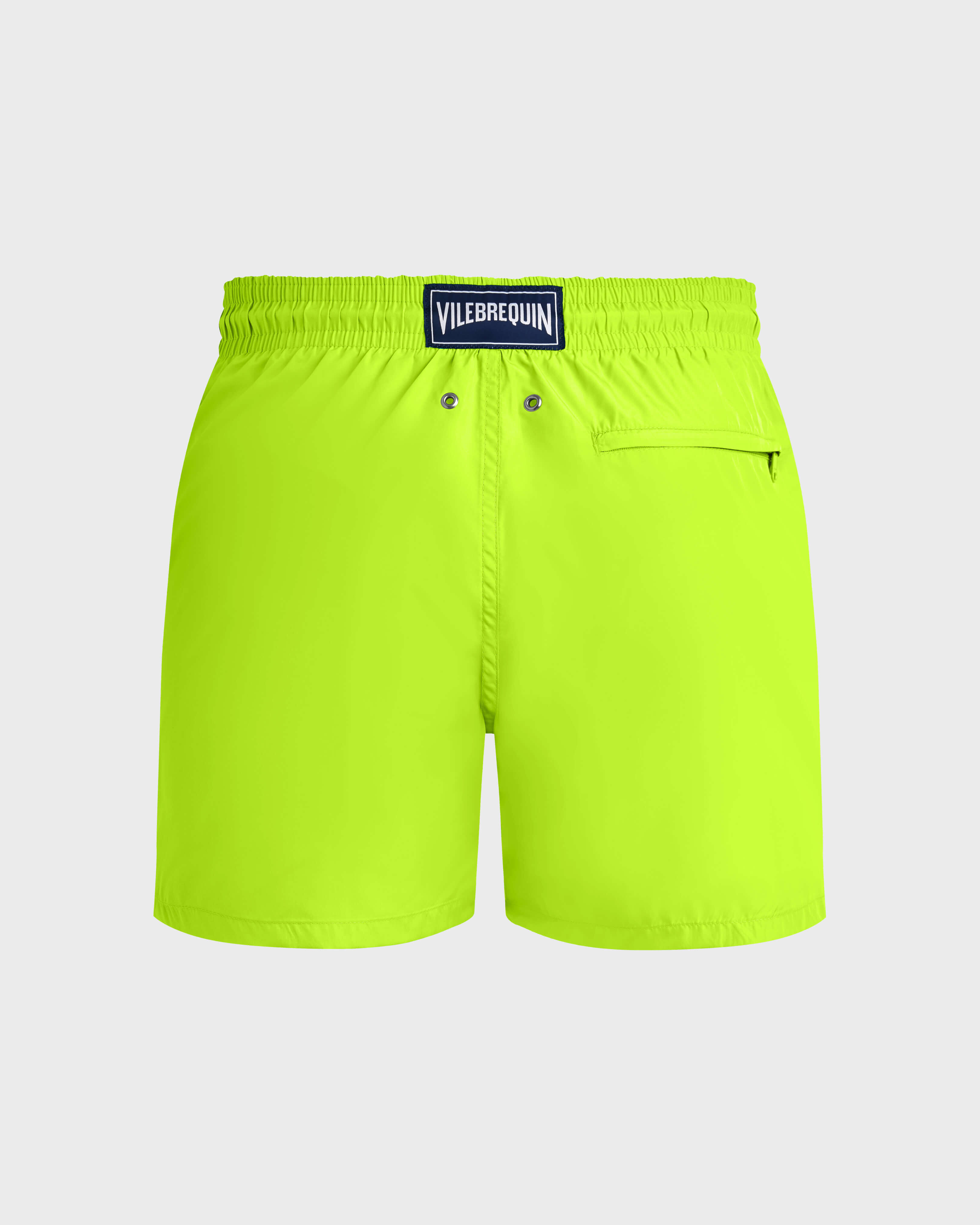 Men Ultra-Light and packable Swim Shorts Solid NEON YELLOW back view