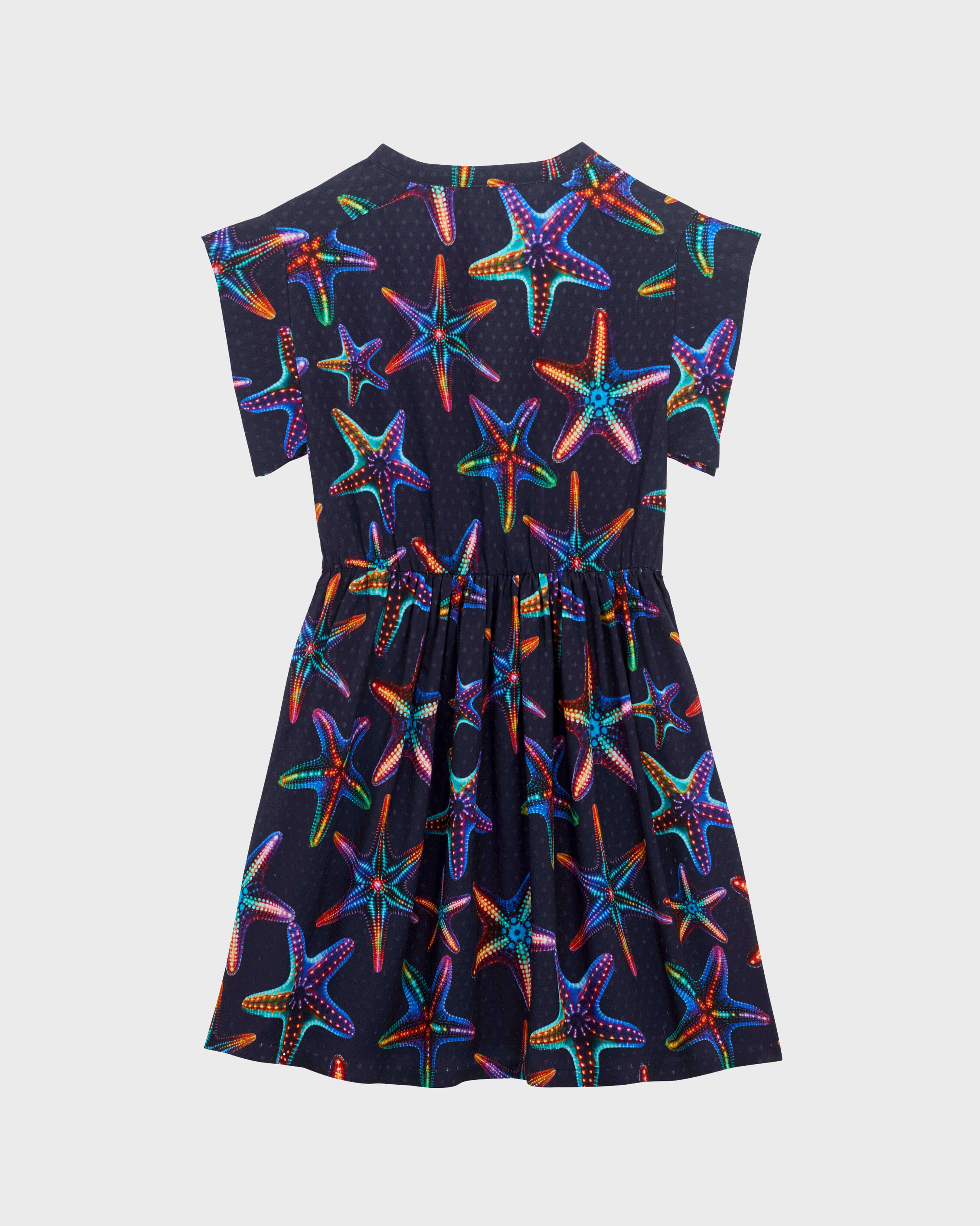 Girls Viscose Long Dress Disco Stars NAVY back view