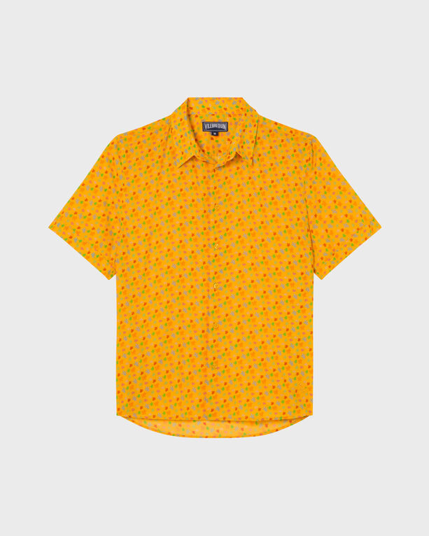 Vilebrequin - Men Cotton Voile Shirt Micro Ronde Des Tortues - Shirt - Courbis - Yellow - Size S