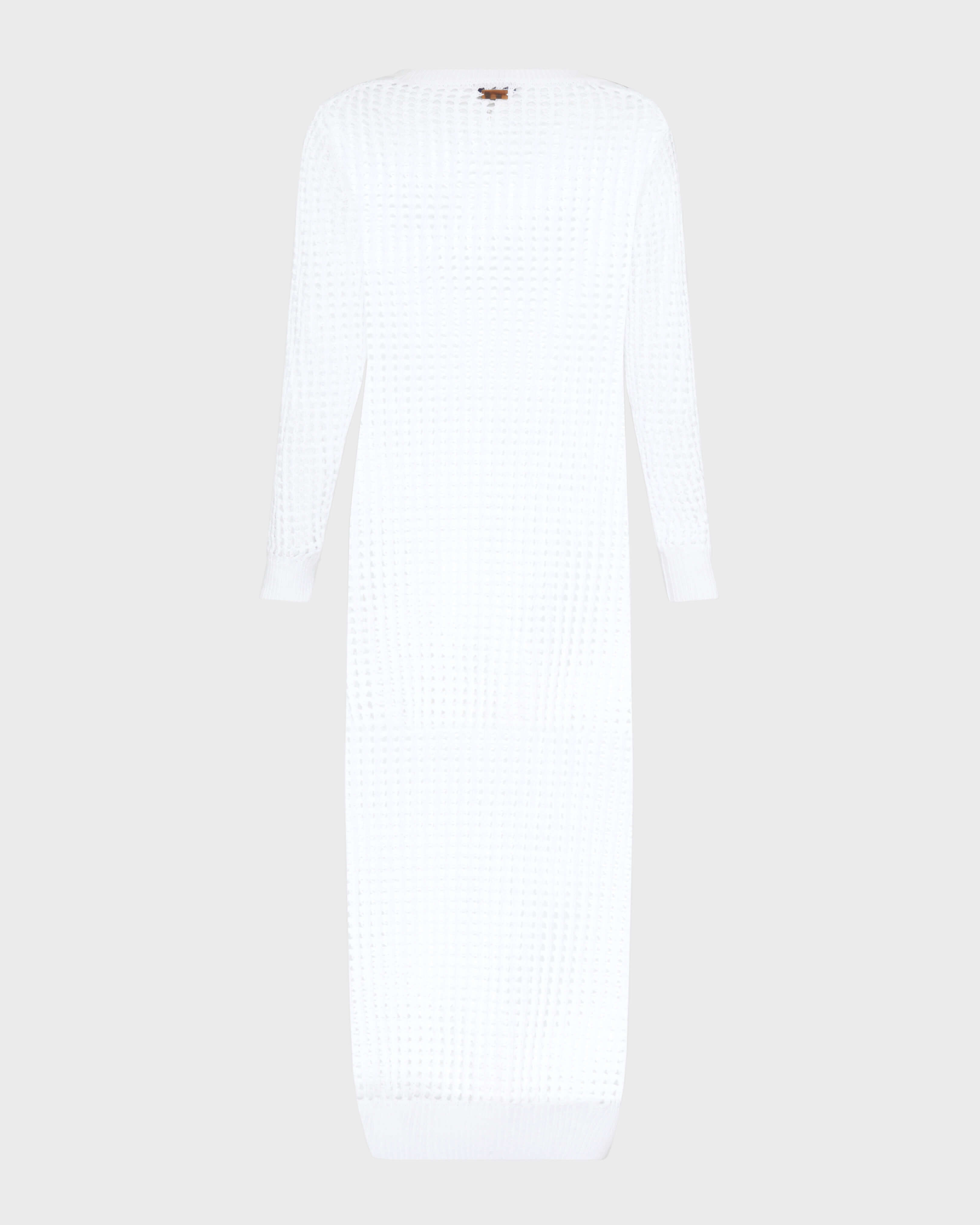 Vestito T-shirt donna all'uncinetto tinta unita BIANCO back view